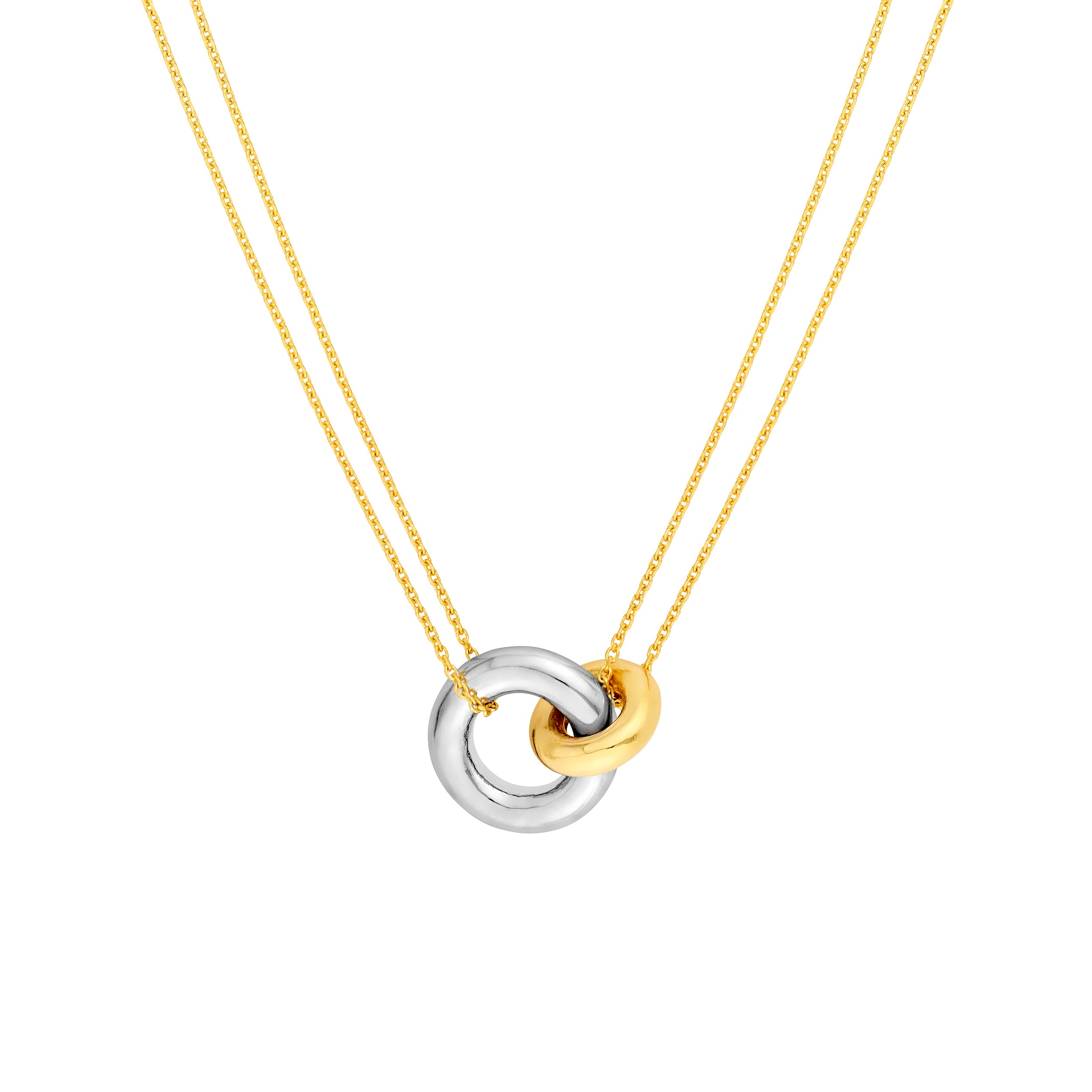 Two-Tone Double Chain Interlocking Circle Necklace