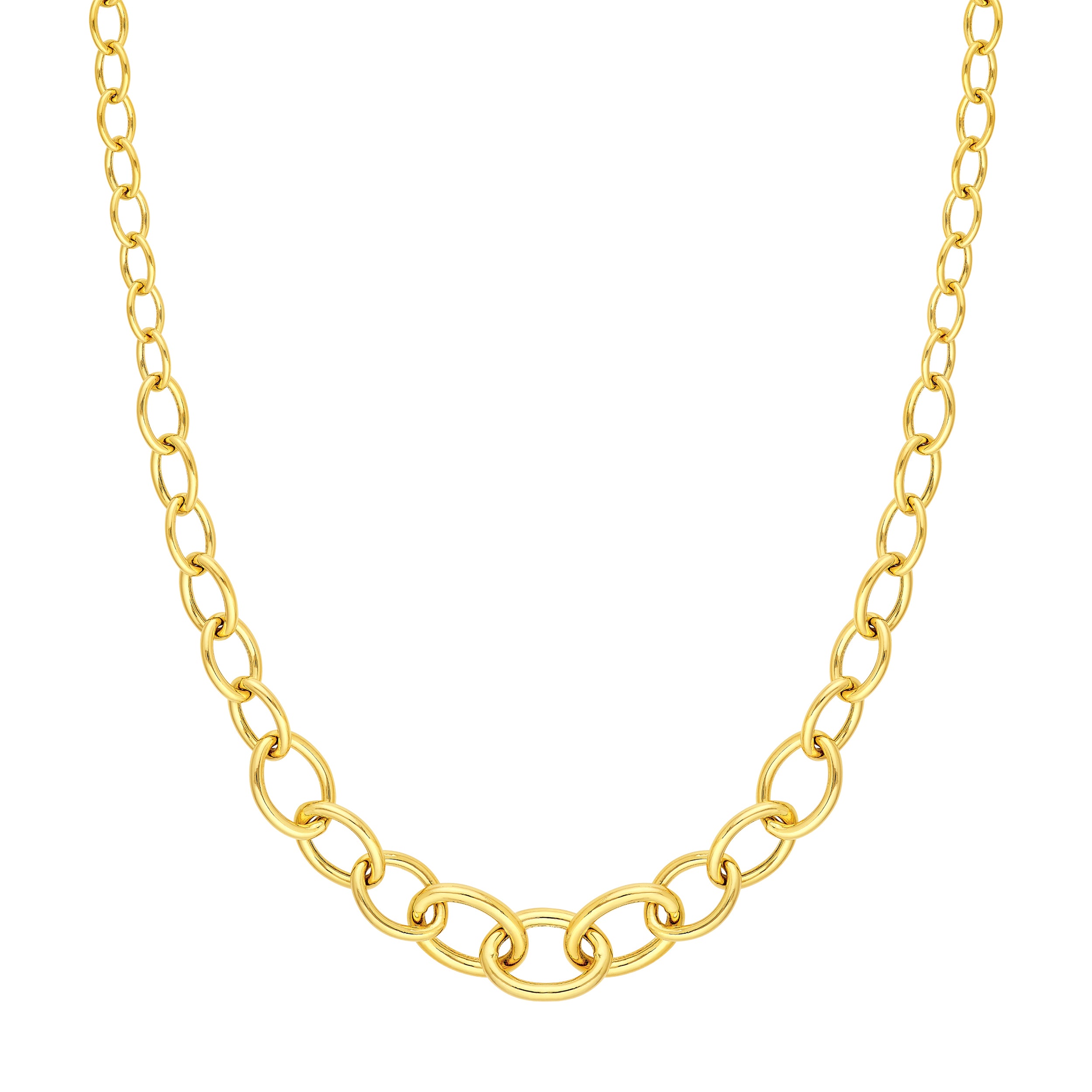 Hollow Graduated Oval Link Necklace