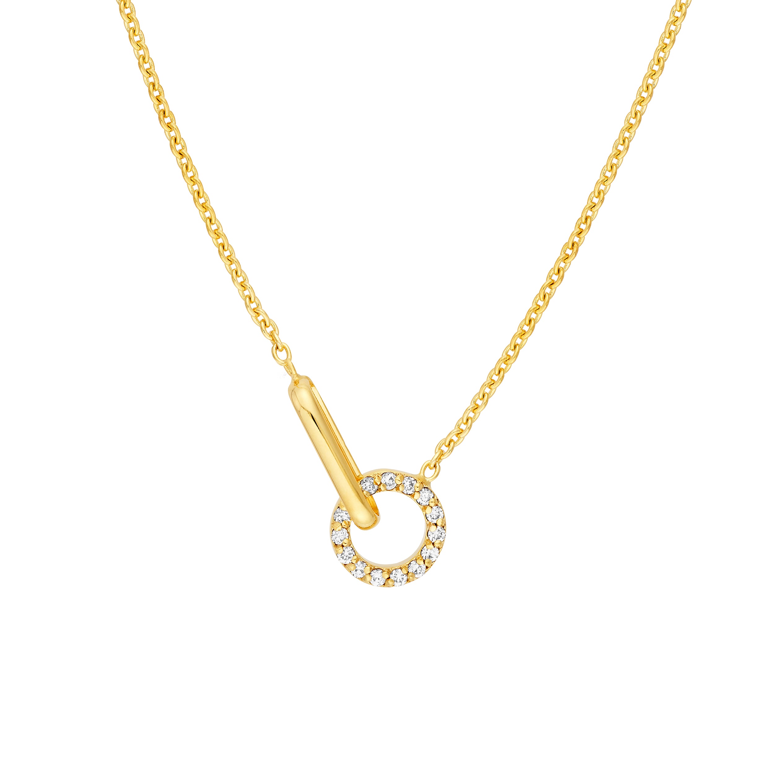 1/15tcw Diamond Round Link to Oval Necklace