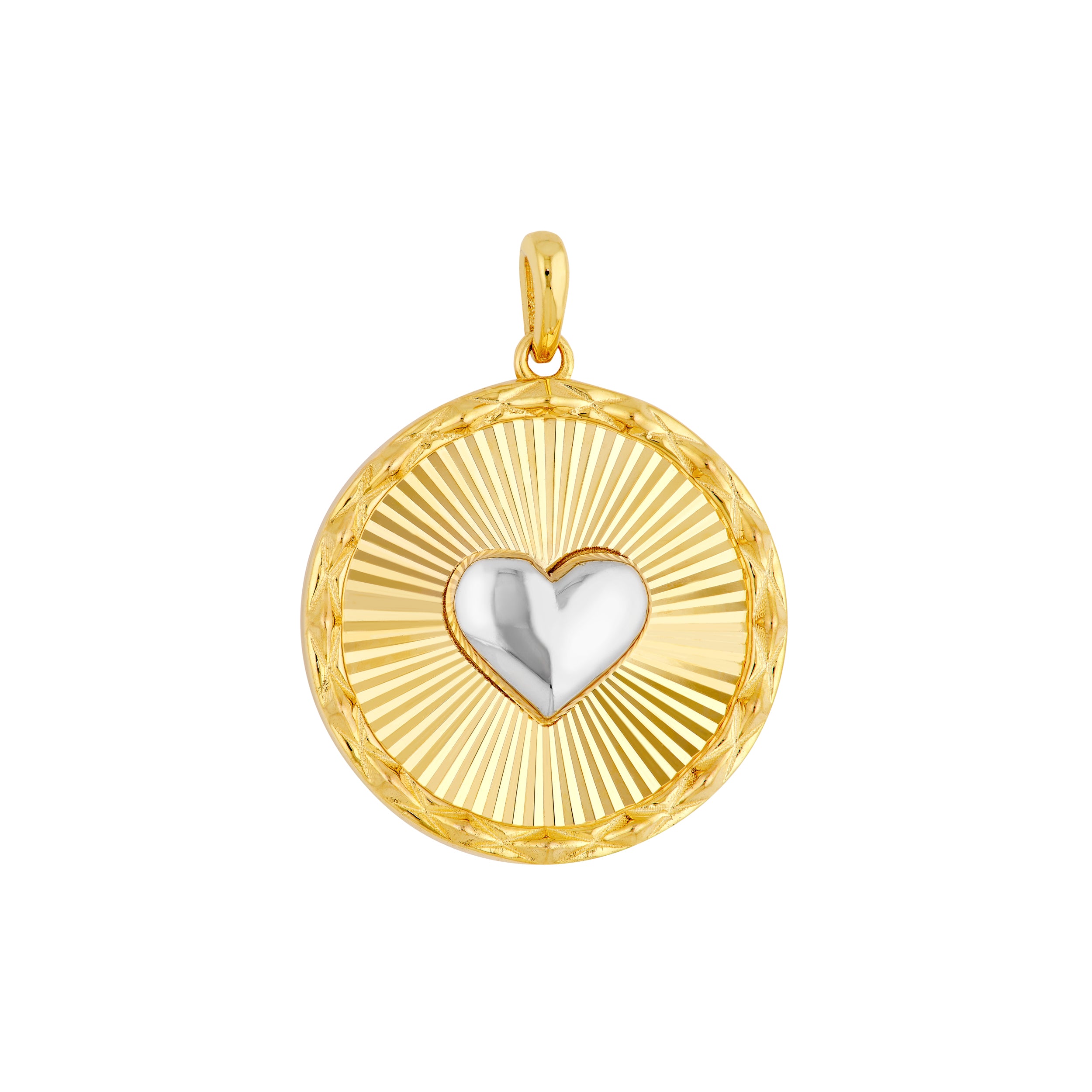 Two-Tone Fluted Heart Charm