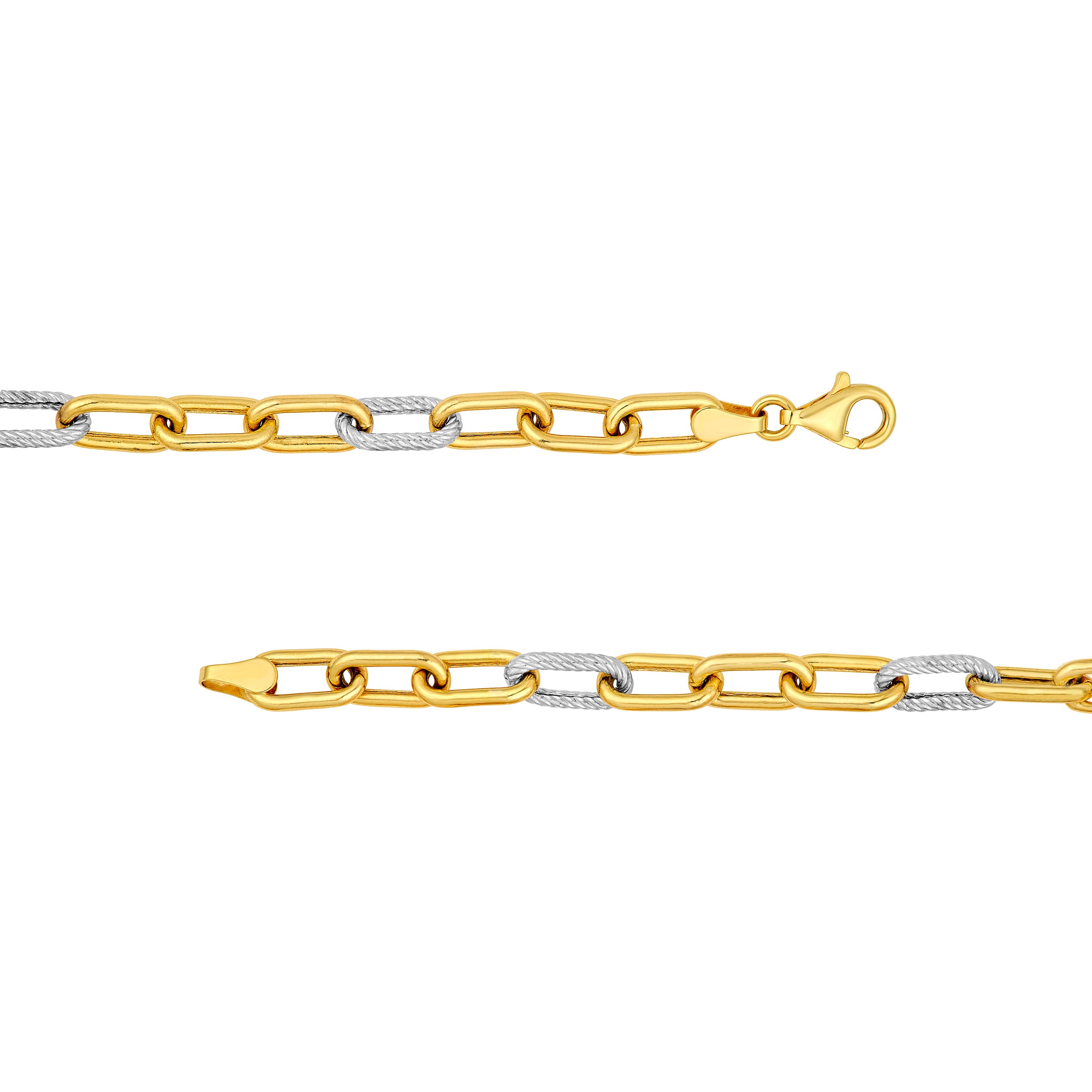 5.90mm Two-Tone Oval 3+1 Link Necklace