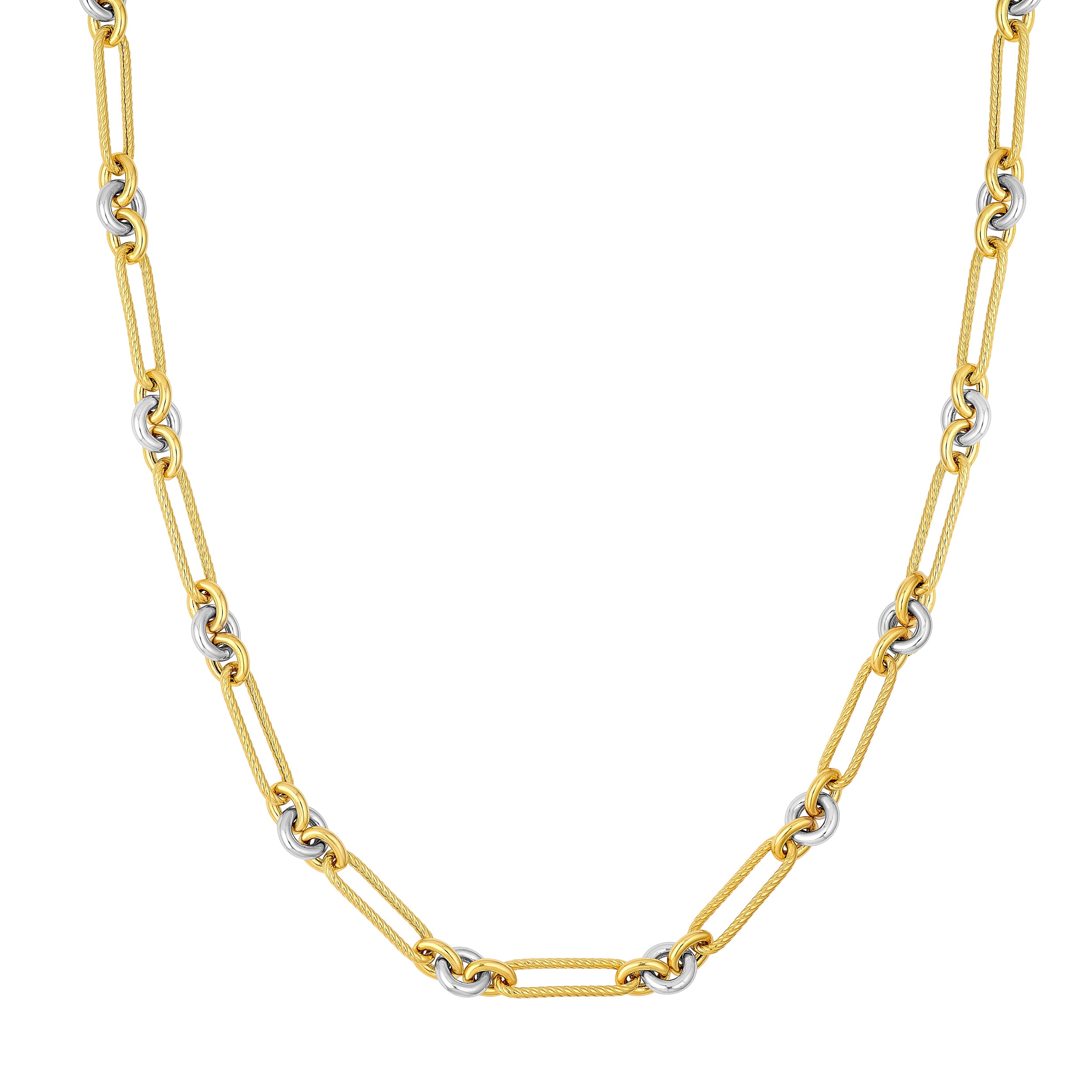 Two-Tone Twist Oval Link Necklace