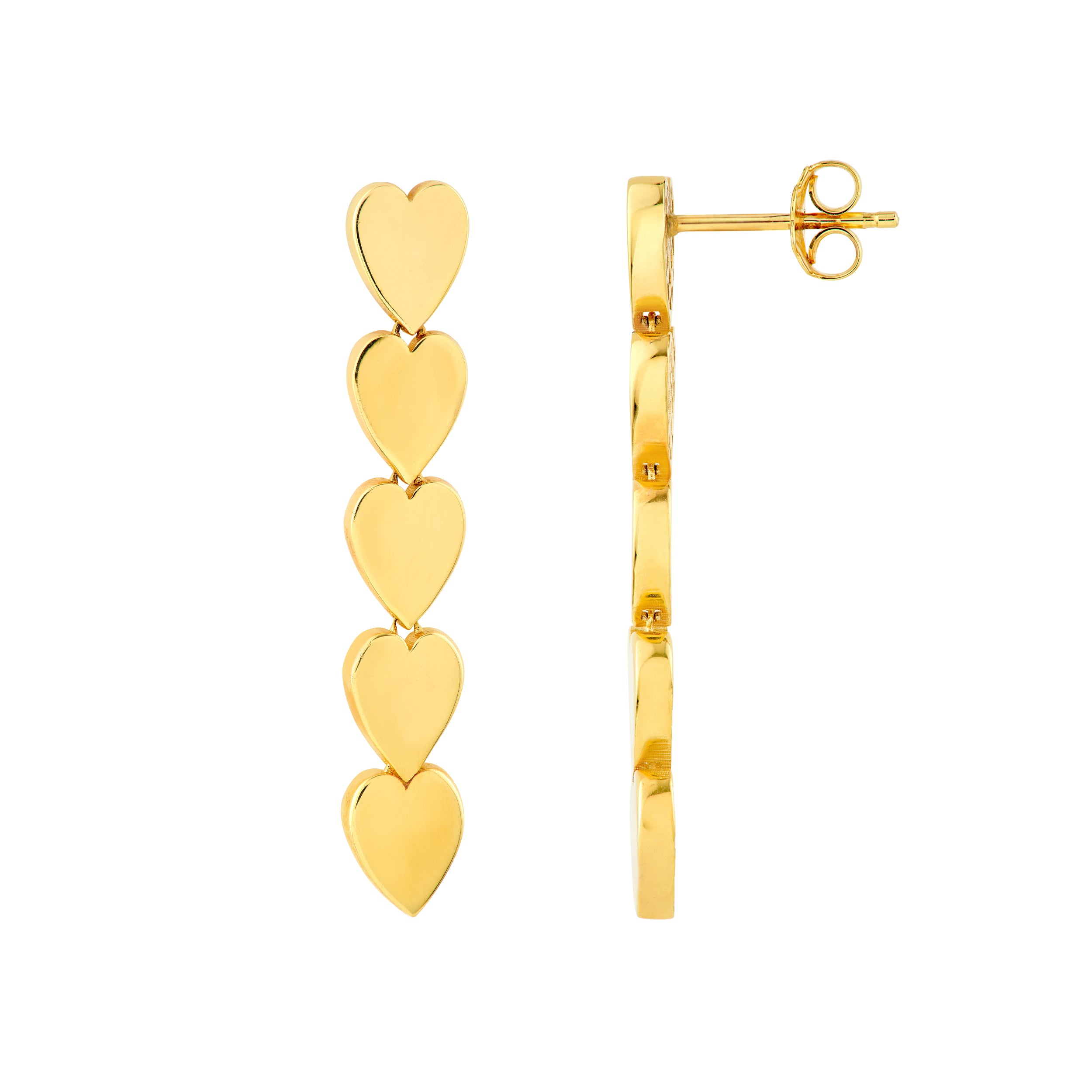 Dangle Closed Heart Chain Earrings