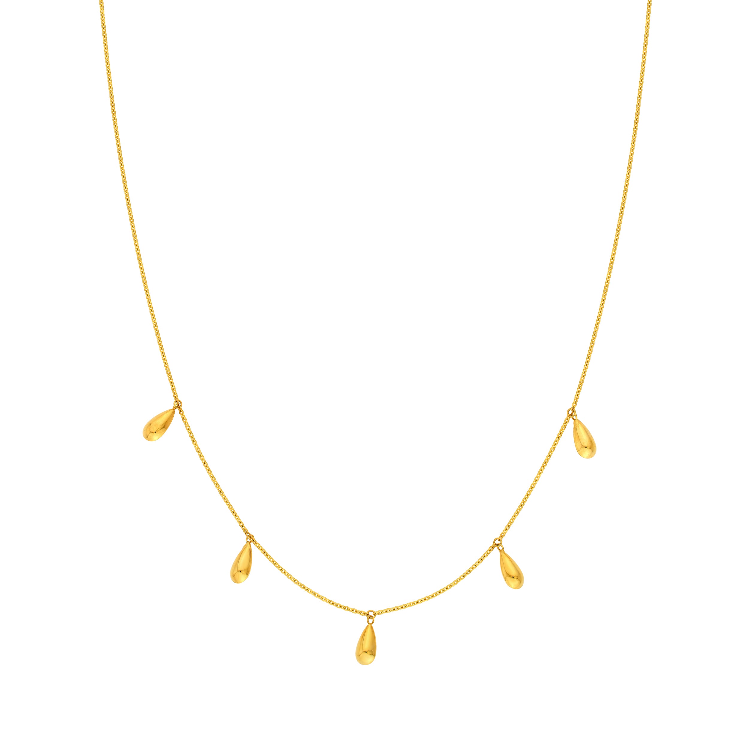 Teardrop Dangle Station Cable Necklace