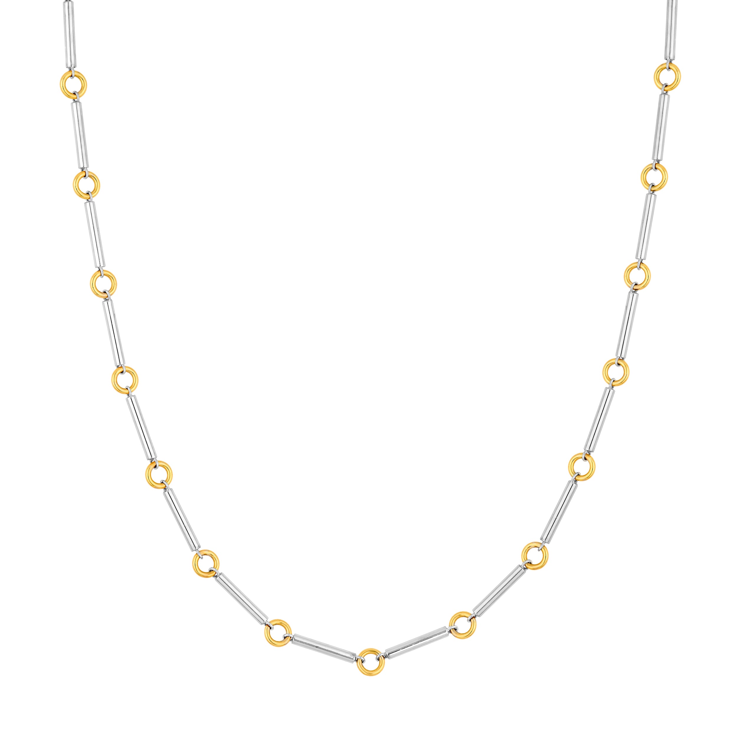 Two-Tone Bar Round Link Chain