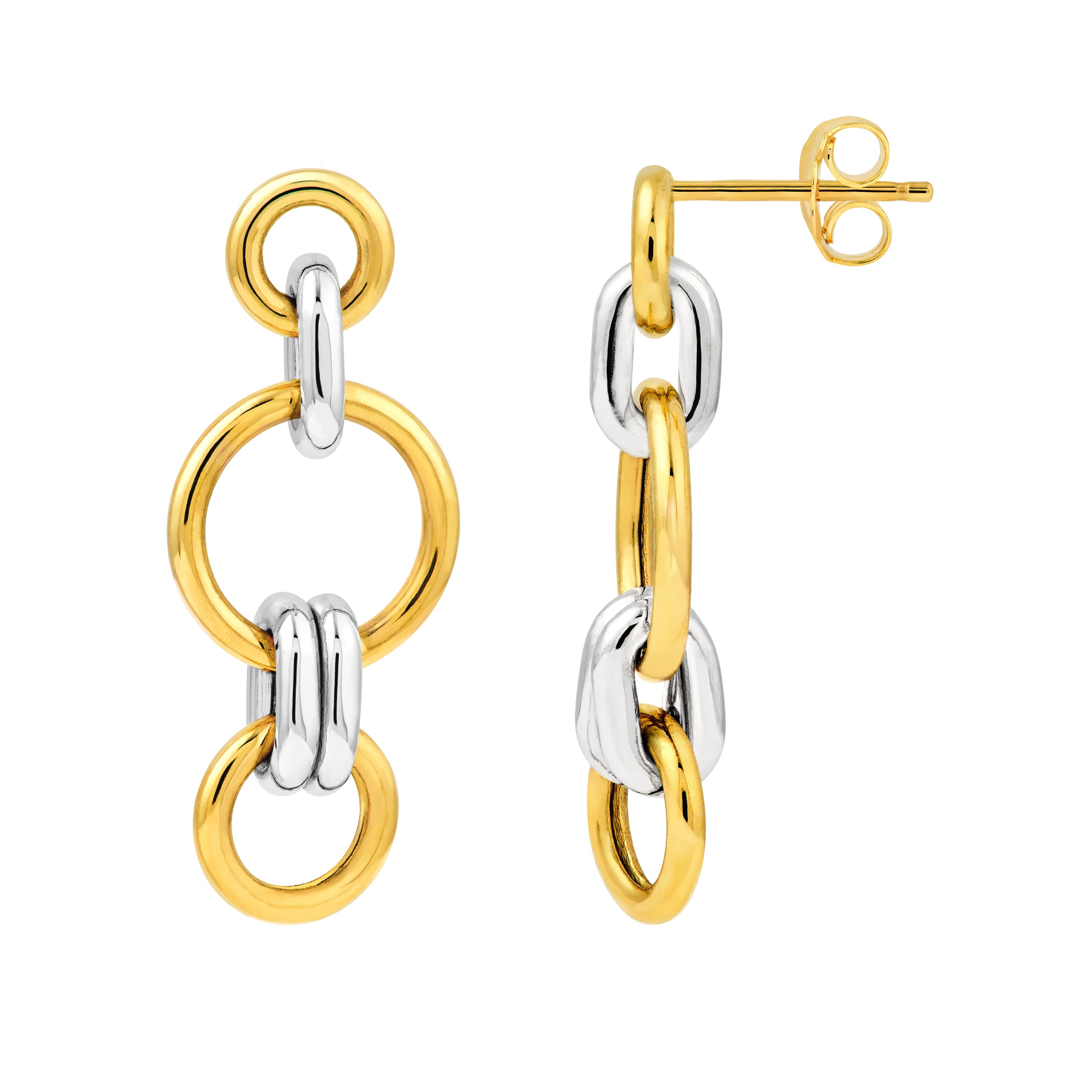 Two-Tone Round Link Earrings