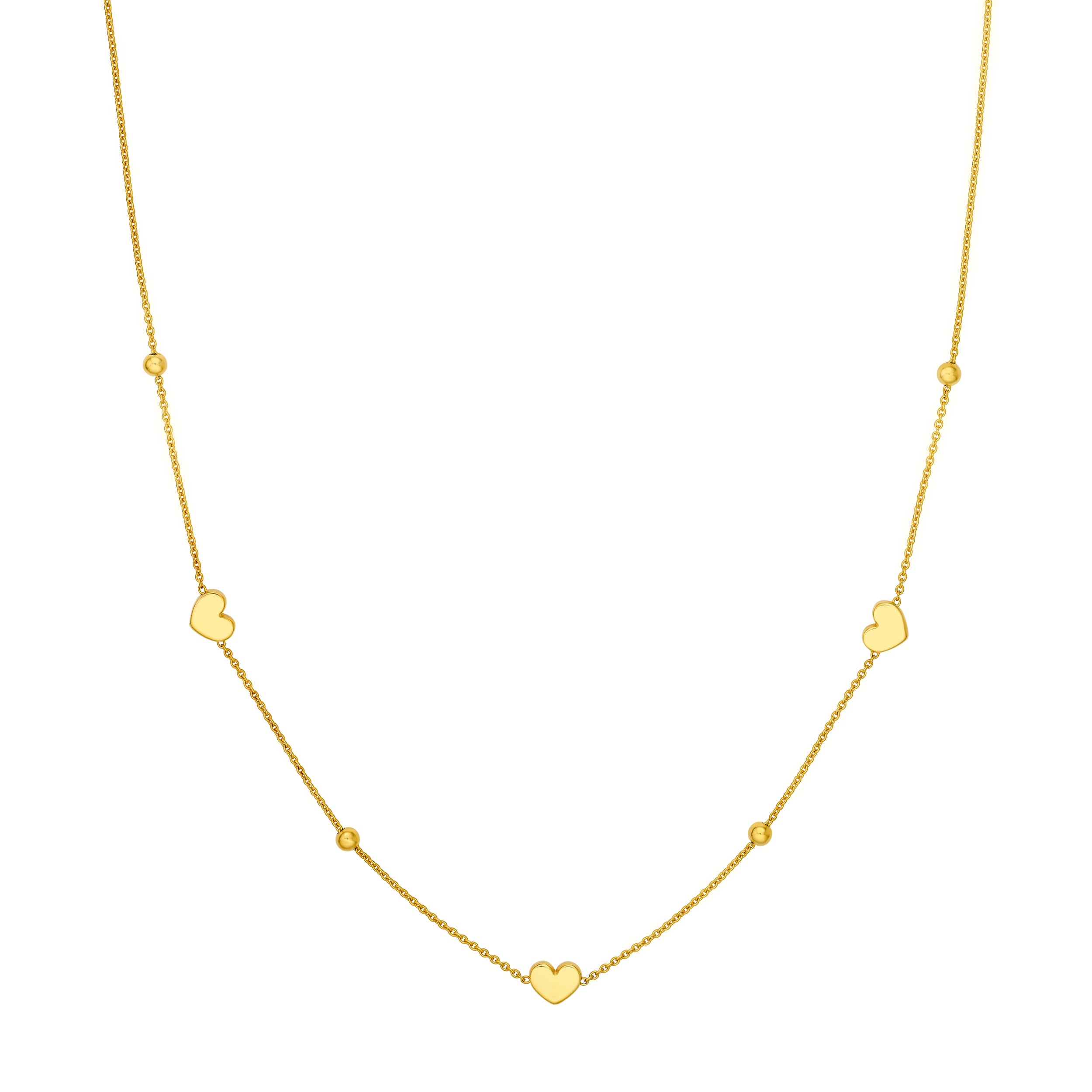 Heart and Bead Station Necklace