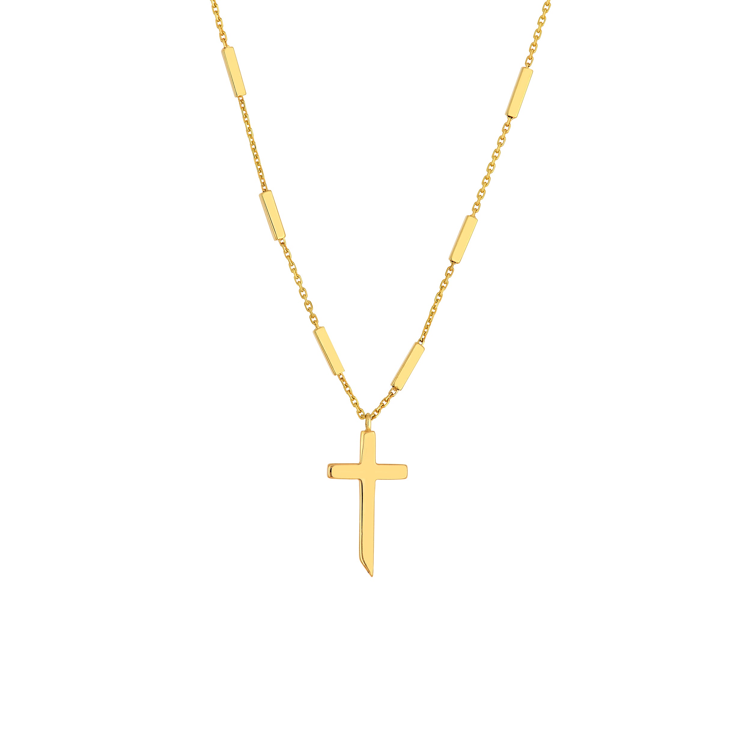 Bar Station Cross Pendant Necklace