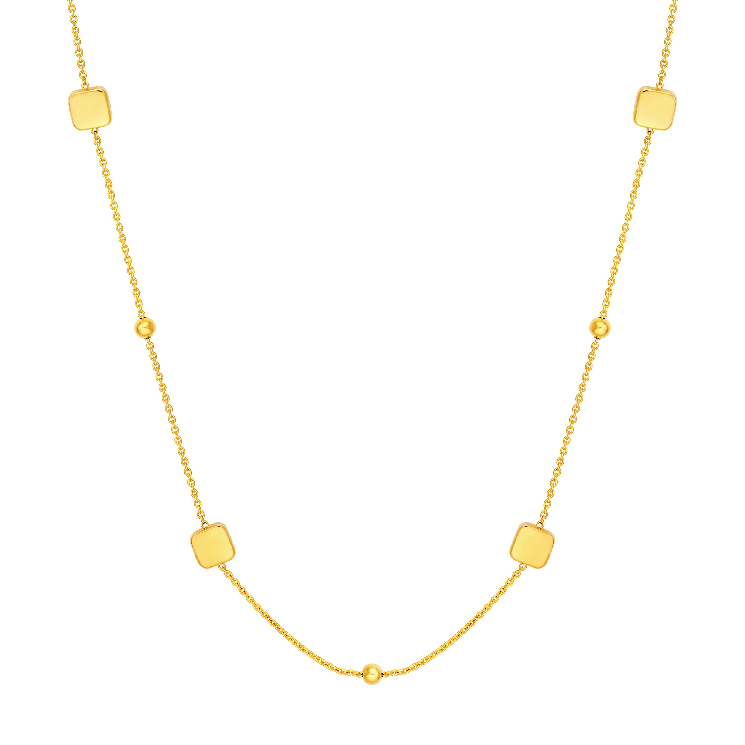 Square and Round Bead Station Necklace