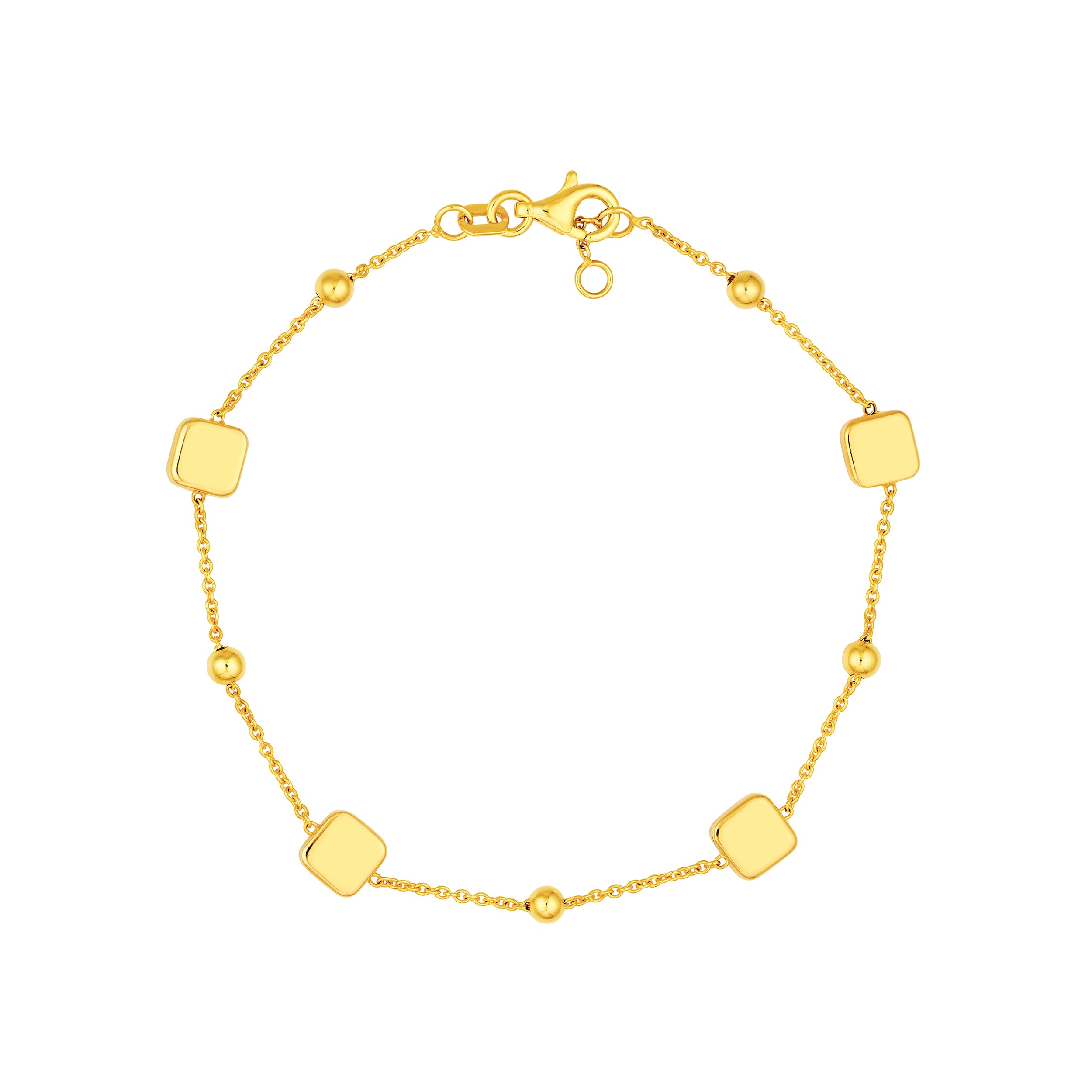 Square and Round Bead Station Bracelet
