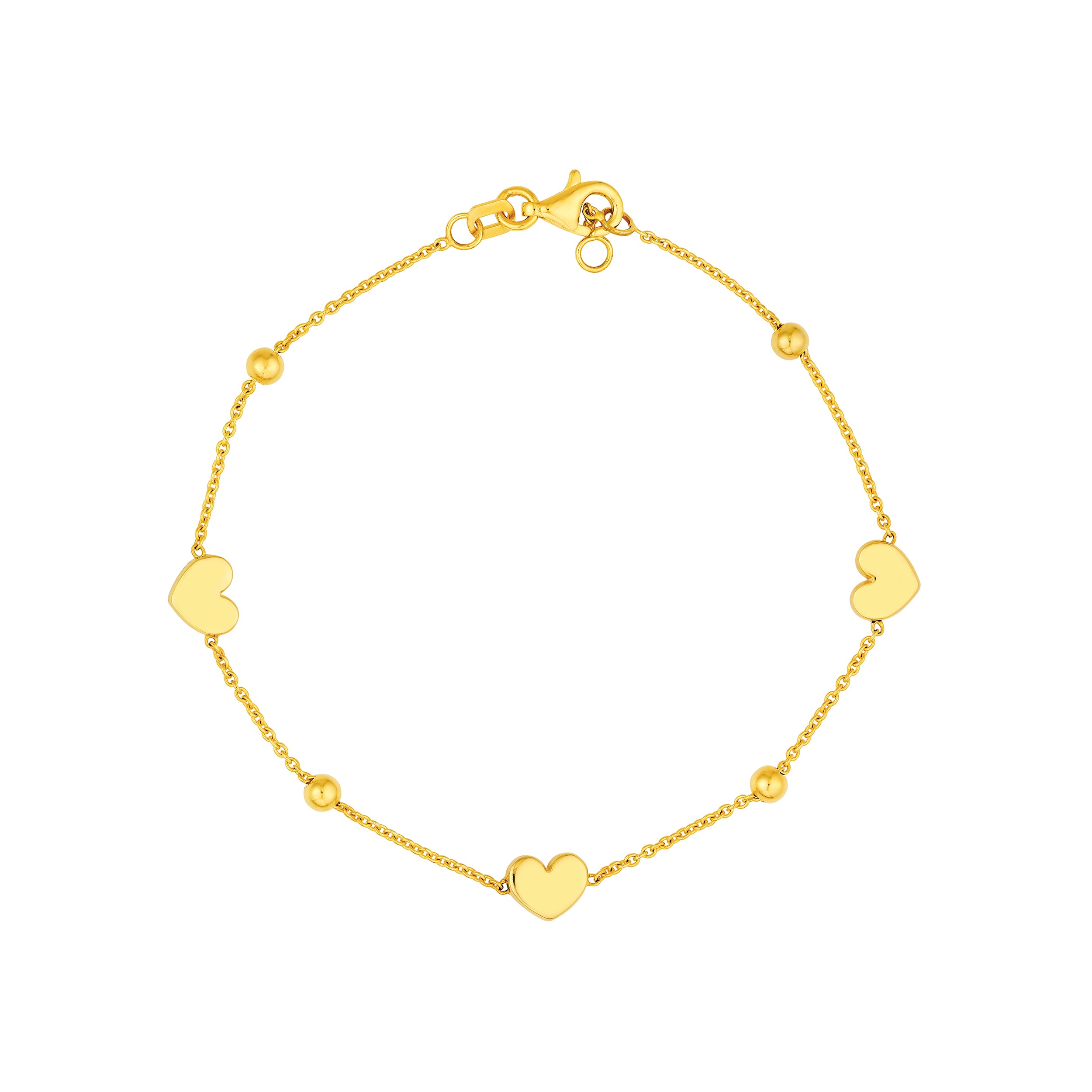Heart and Round Bead Station Bracelet
