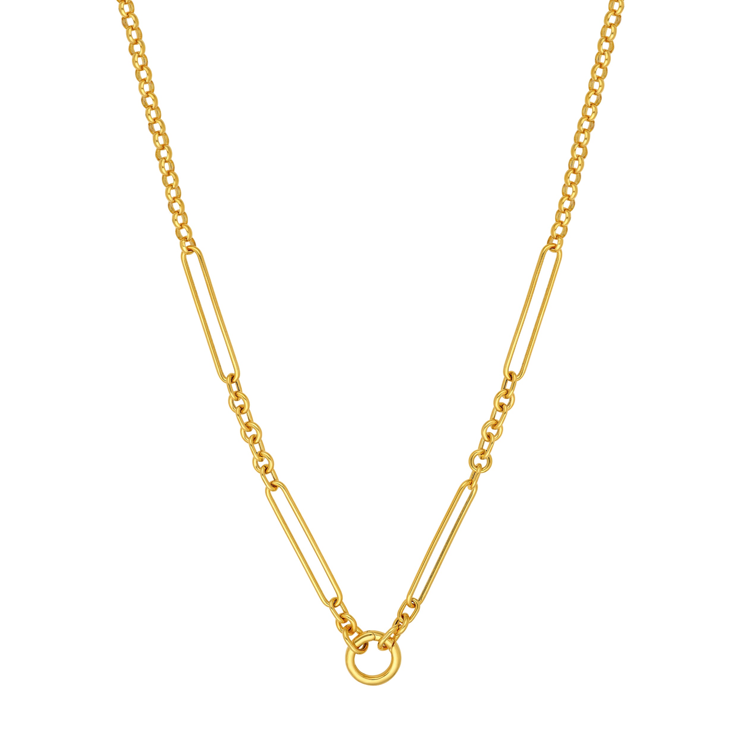 Oval & Rolo Push Lock Necklace