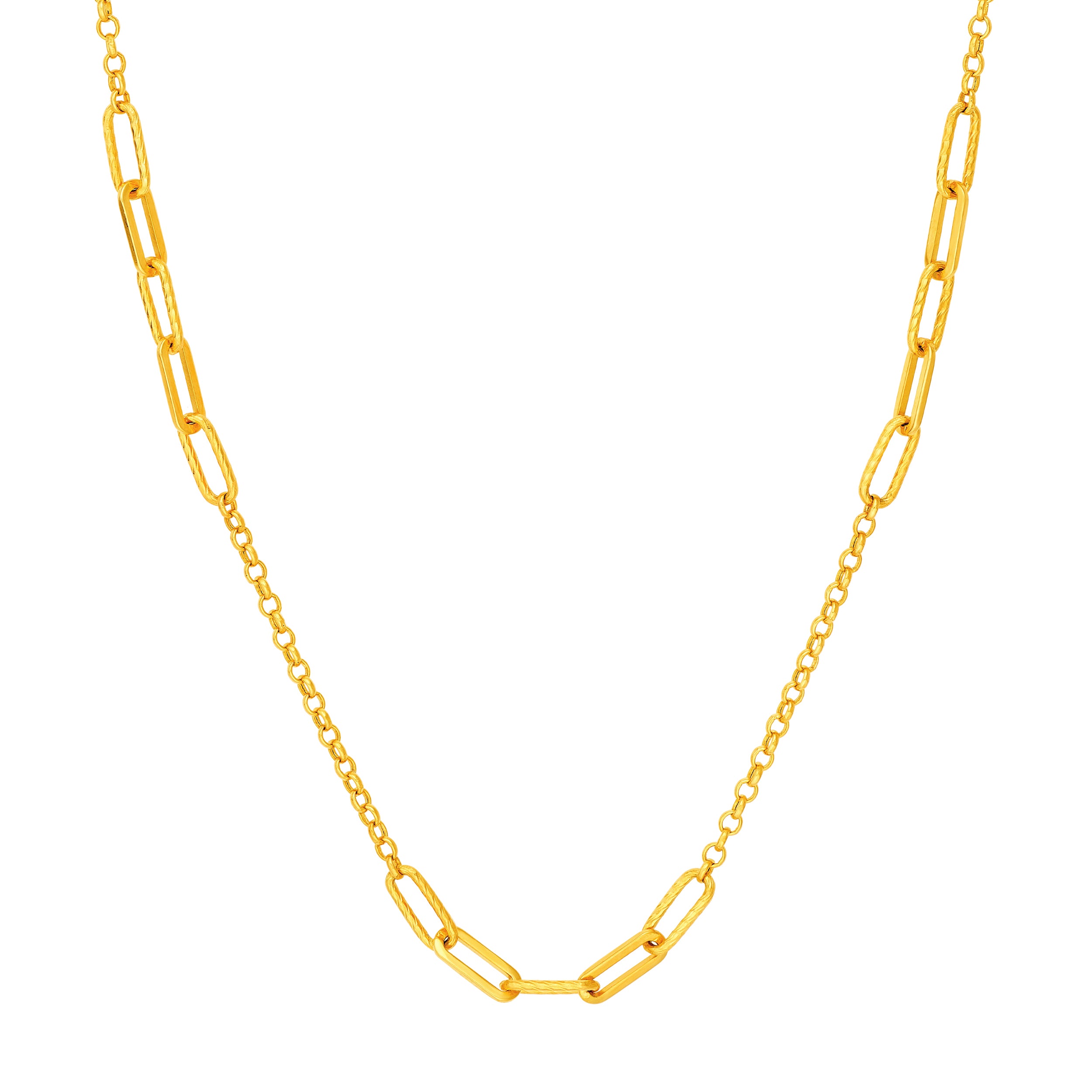 Alternating Textured Oval Link Necklace