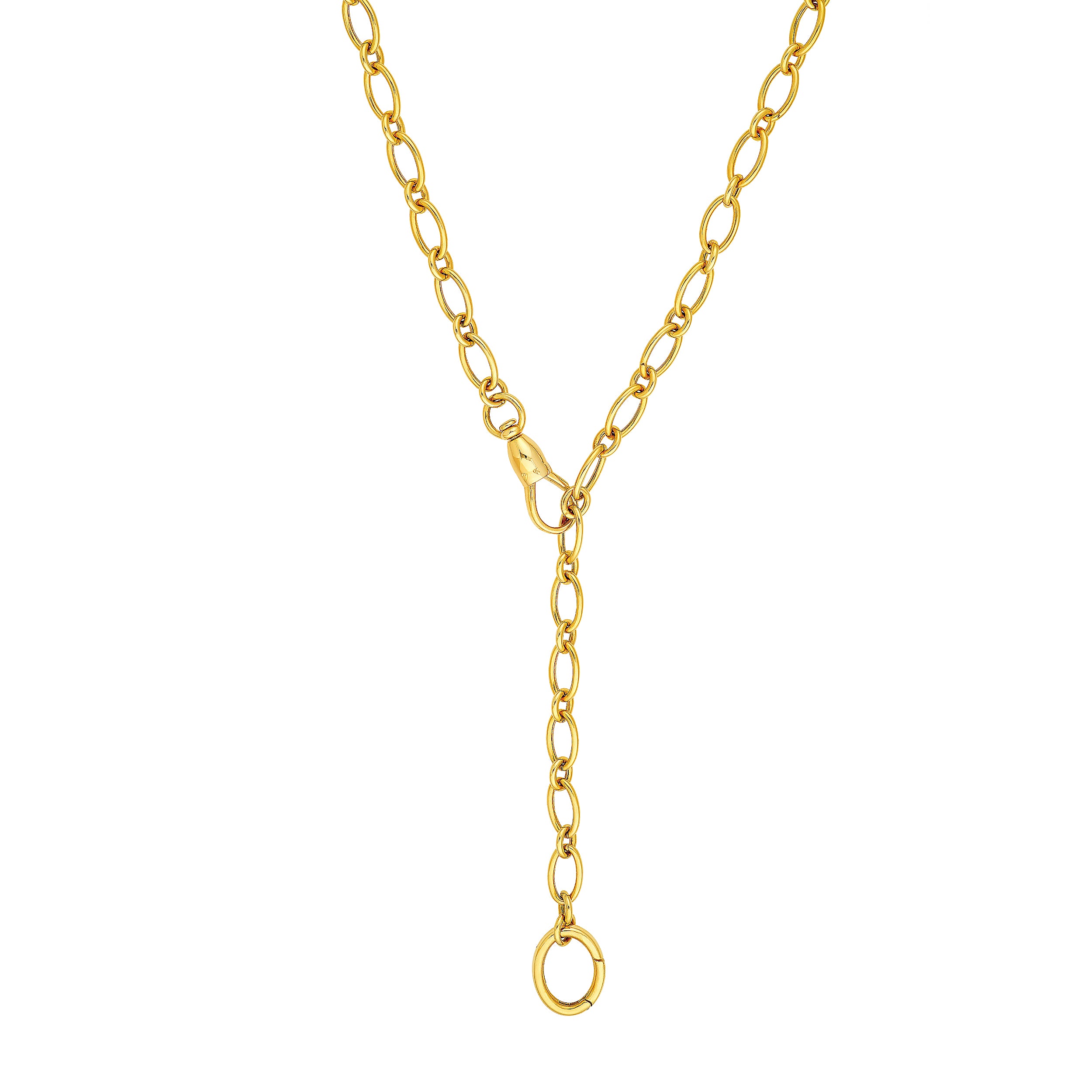 Oval Link Push Lock Lariat Necklace