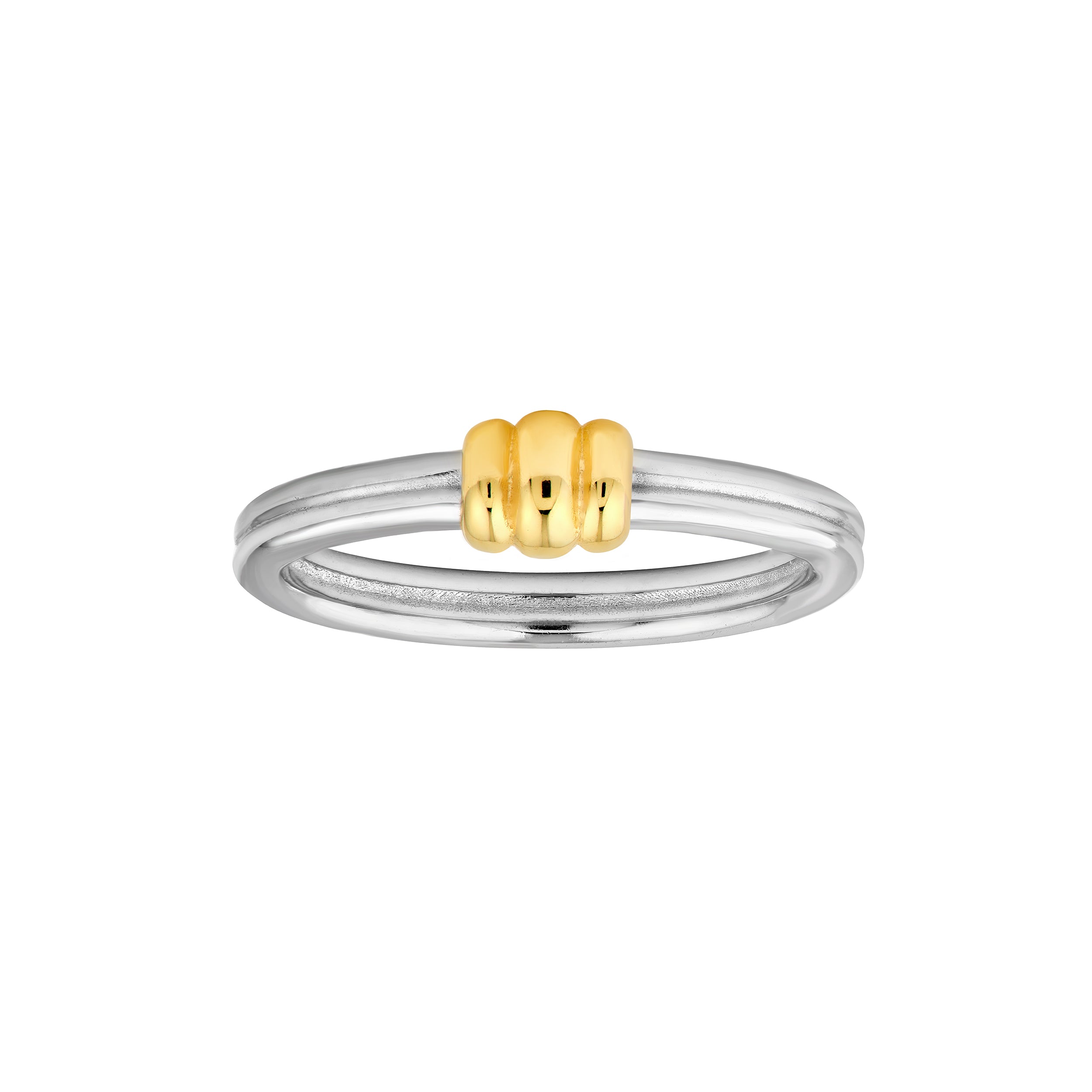 Two-Tone Triple Puff Knot Band Ring