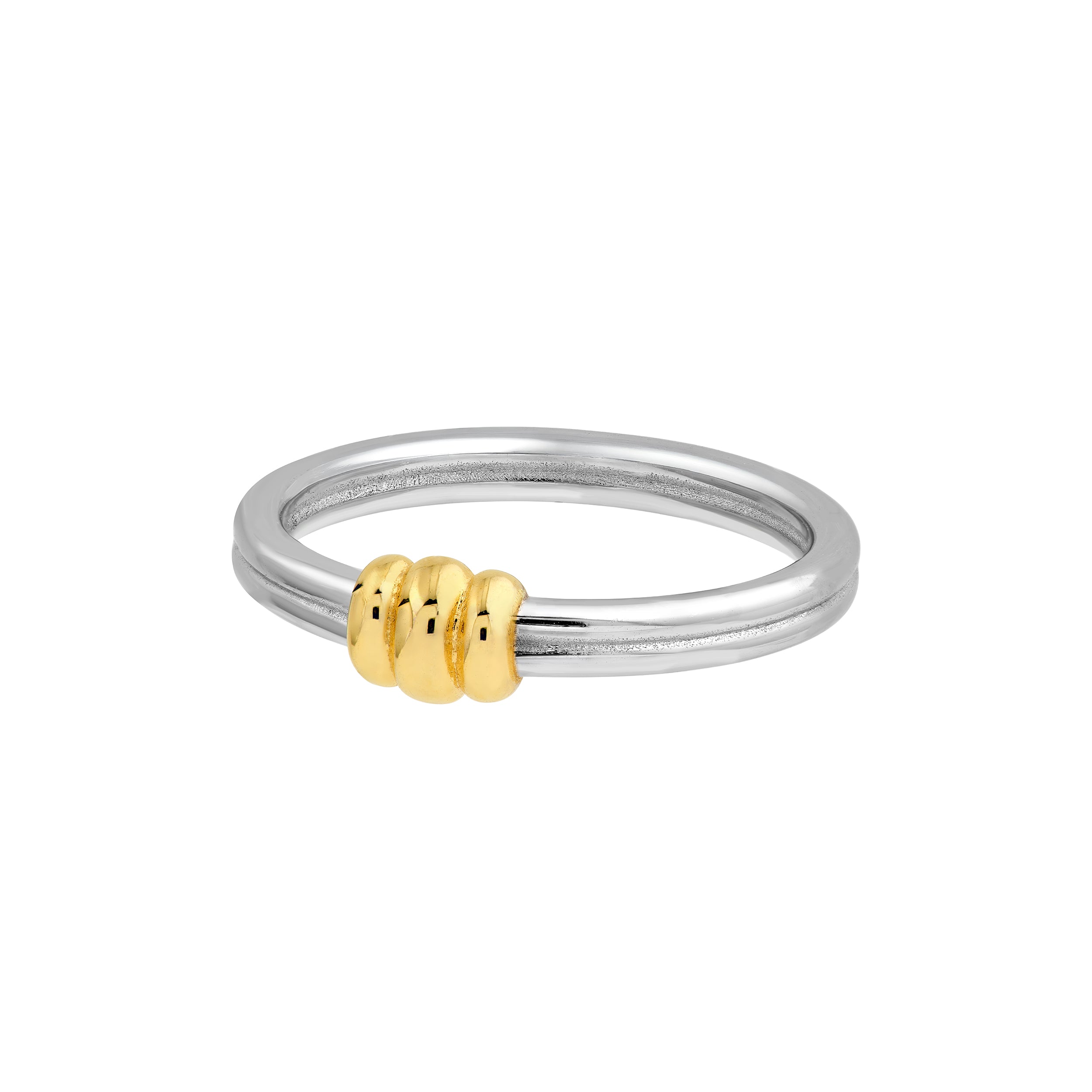 Two-Tone Triple Puff Knot Band Ring