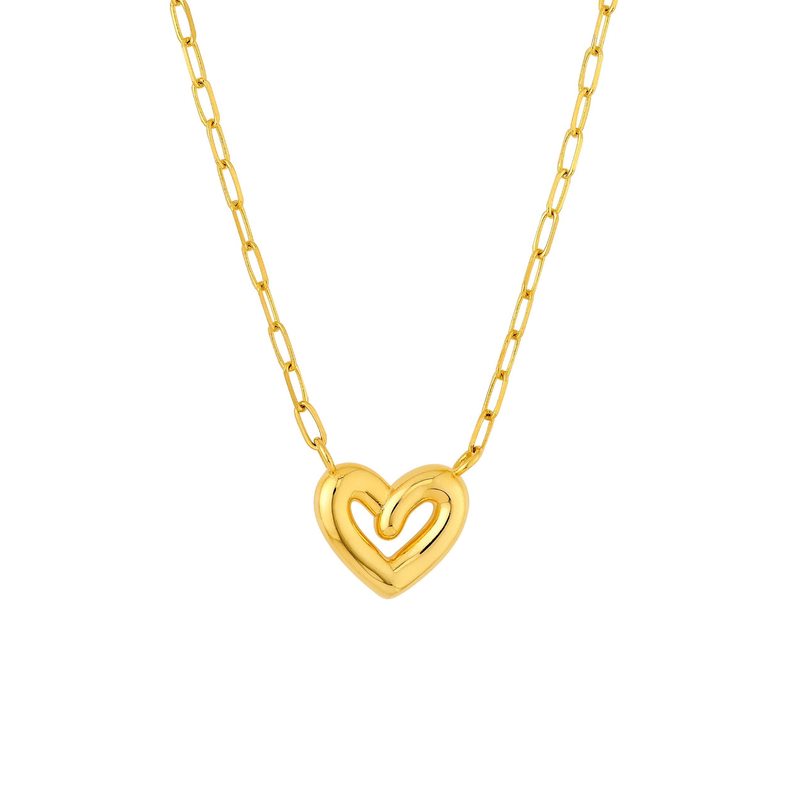 Puff Heart Paper Clip Necklace