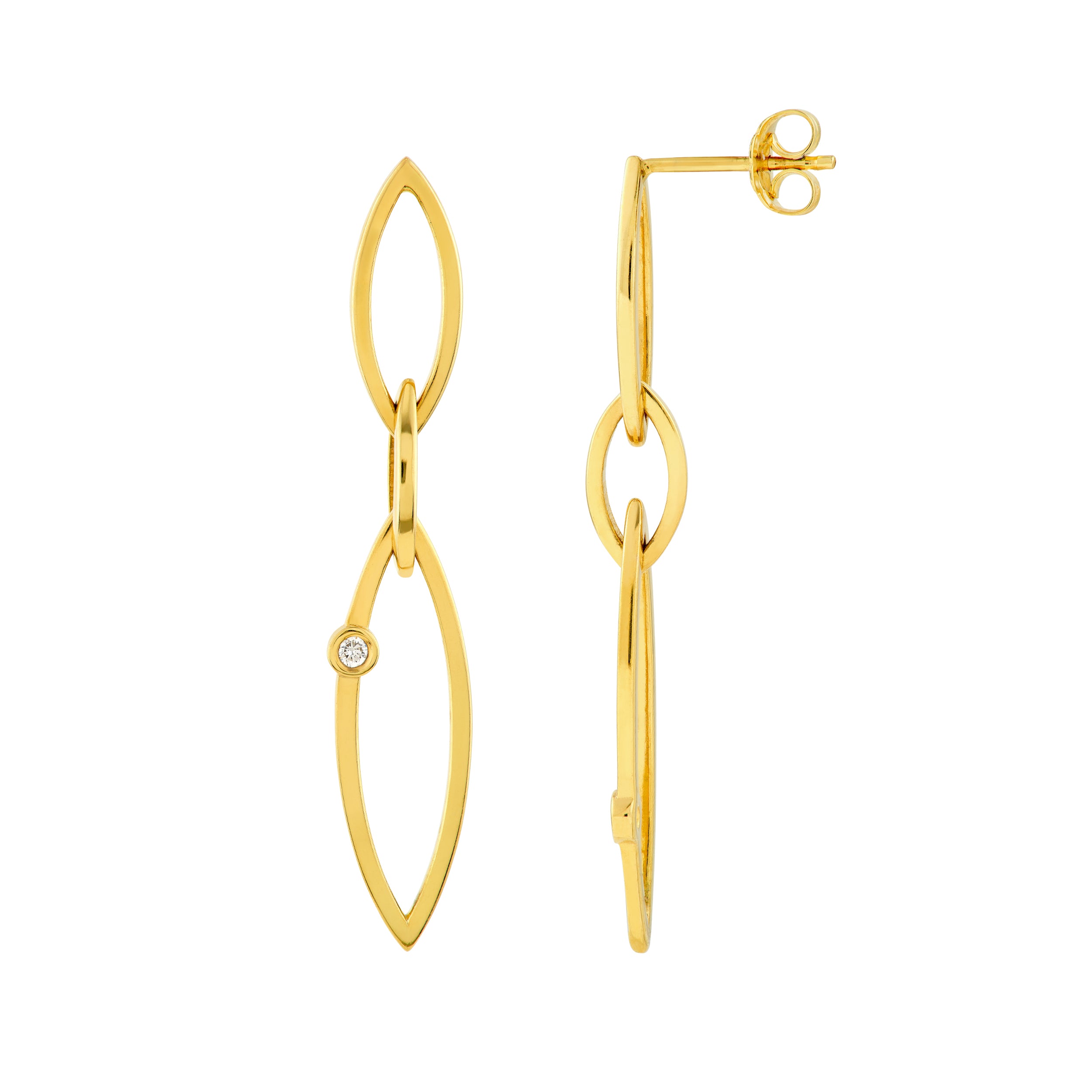 1/20tcw Diamond Marquise Triple Link Dangle Earrings