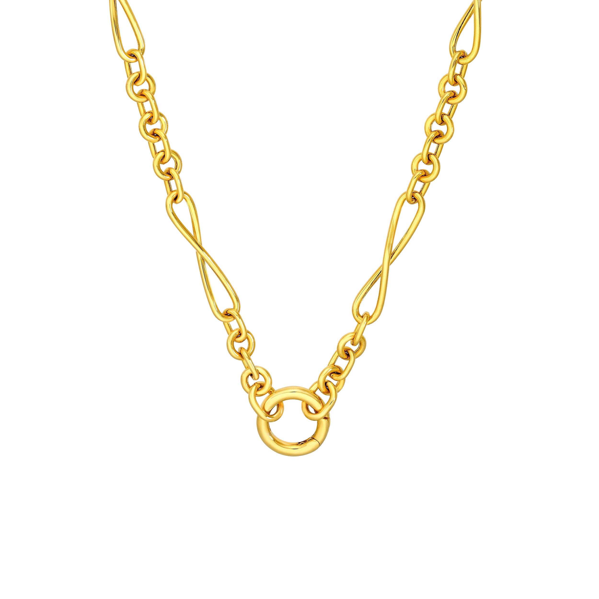 Multi Shape Link Push Lock Necklace