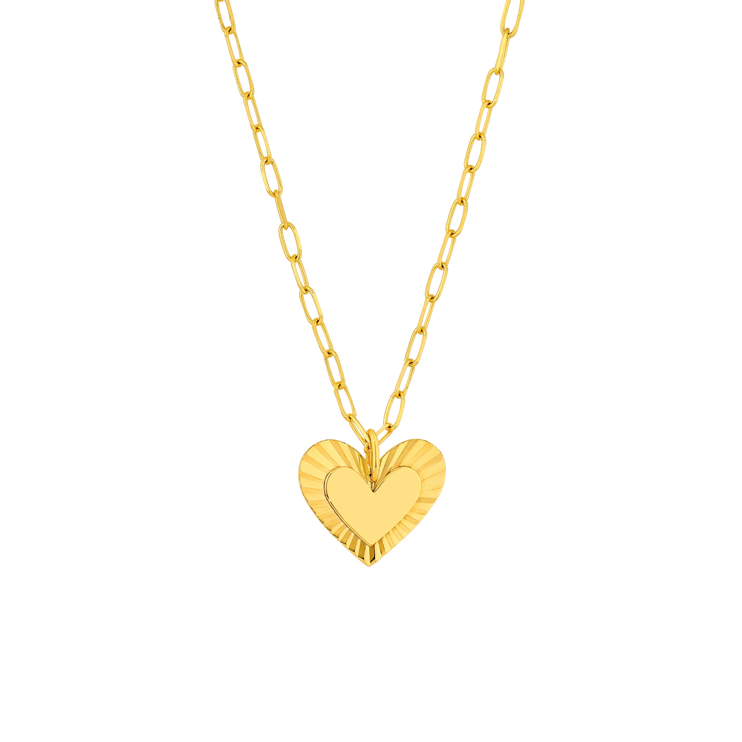 Fluted Heart Pendant Necklace