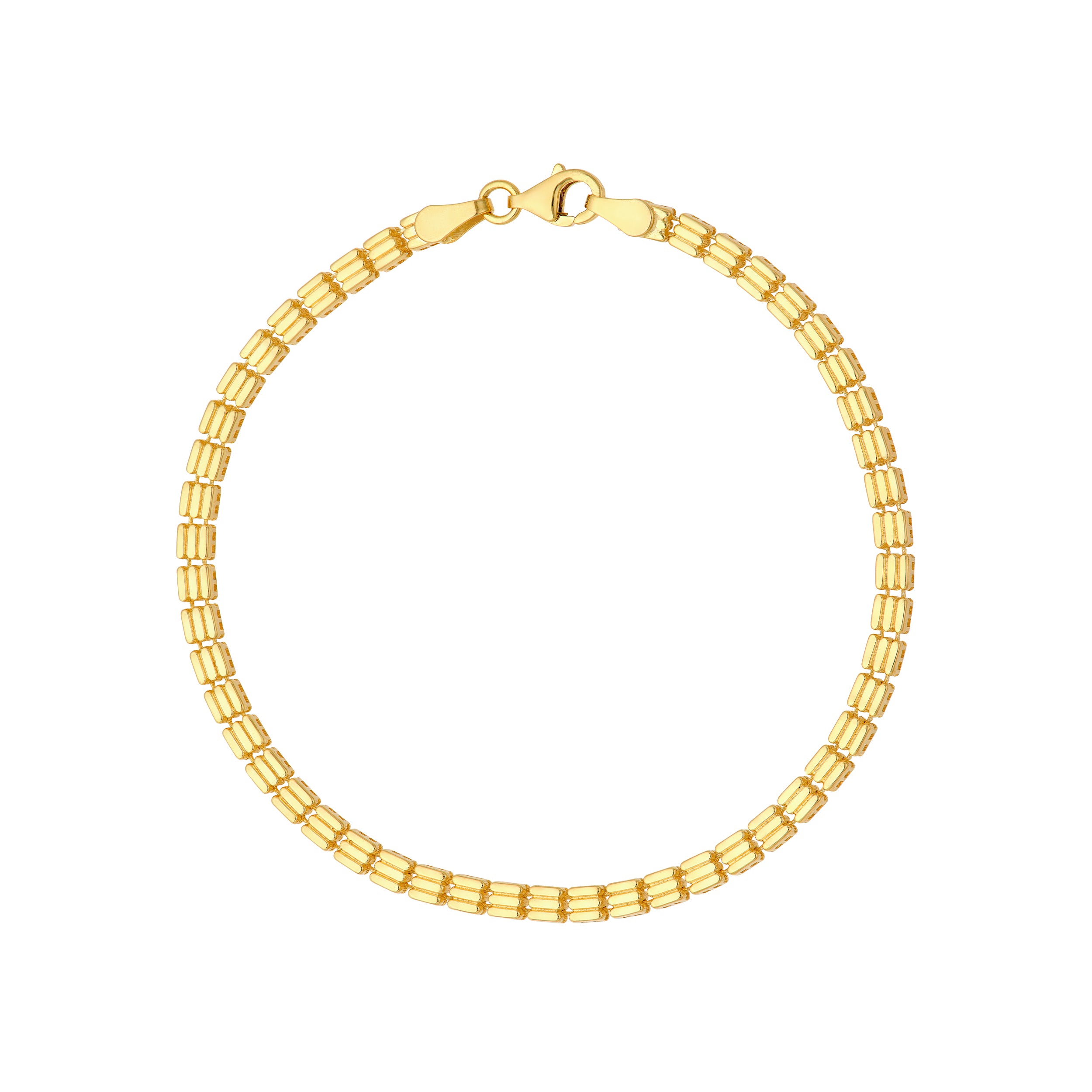 Triple Stripe Gold Square Link Bracelet