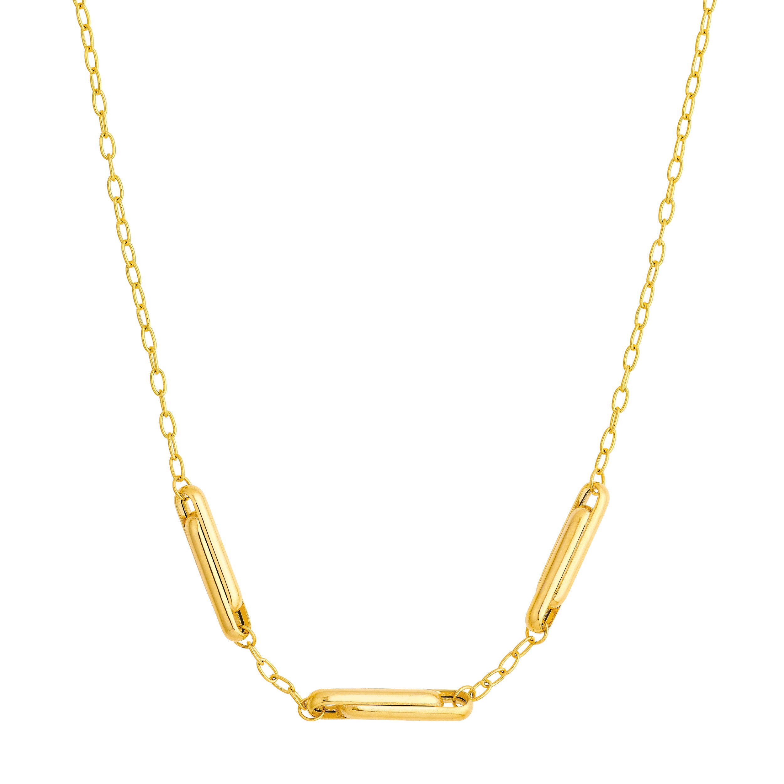 Interlocking Trio Paper Clip Necklace