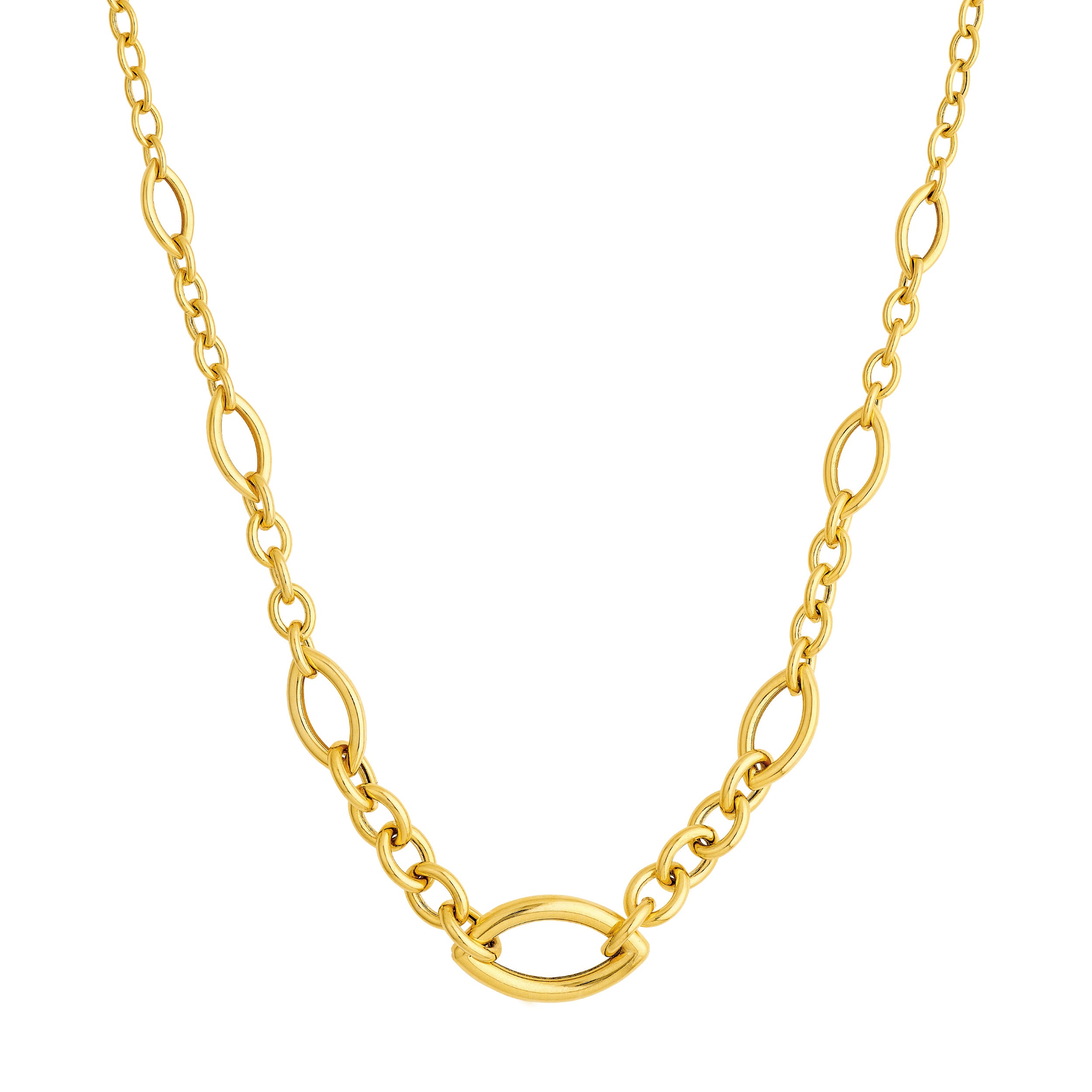 Graduated Marquise Round Link Necklace