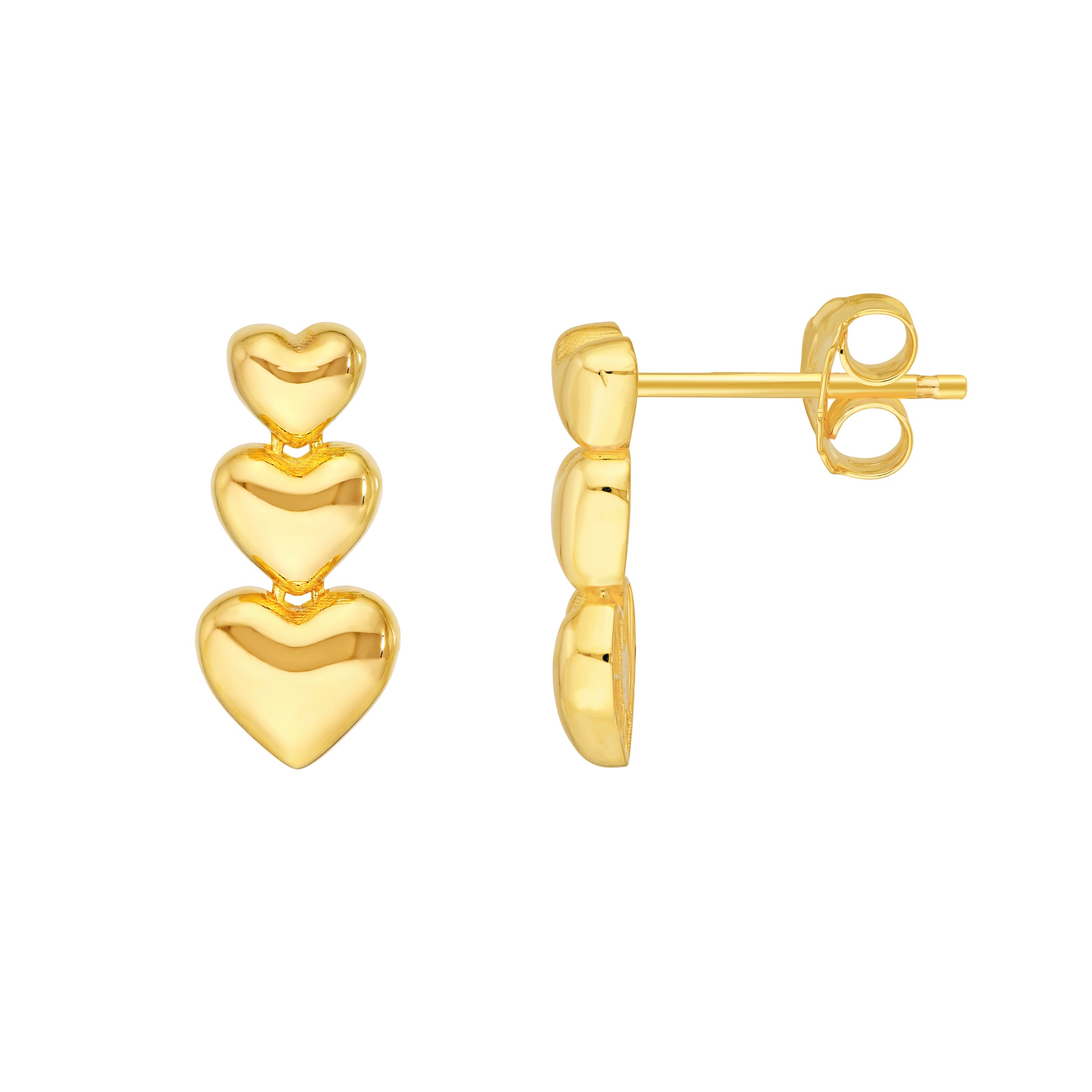 Graduated Puffy Heart Dangle Earrings