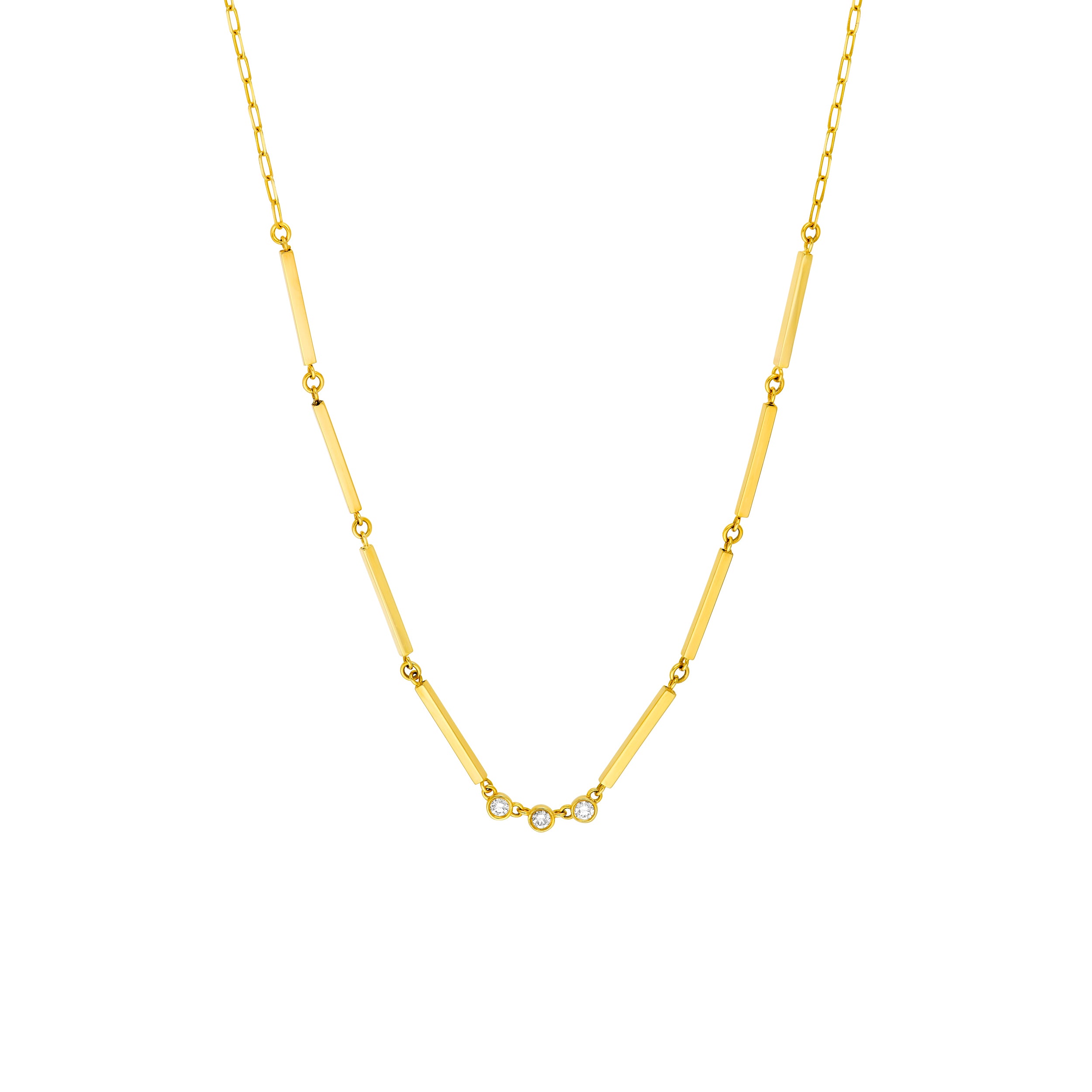 1/5tcw Diamond Trio Bar Necklace