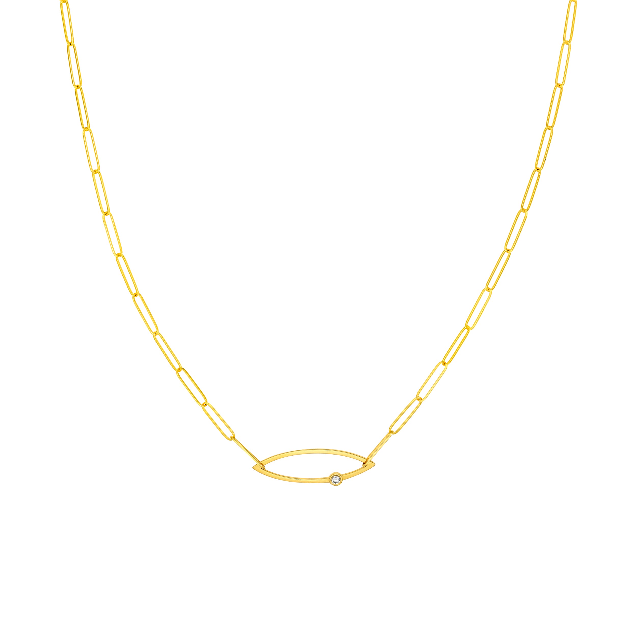 Marquise Diamond Paper Clip Necklace