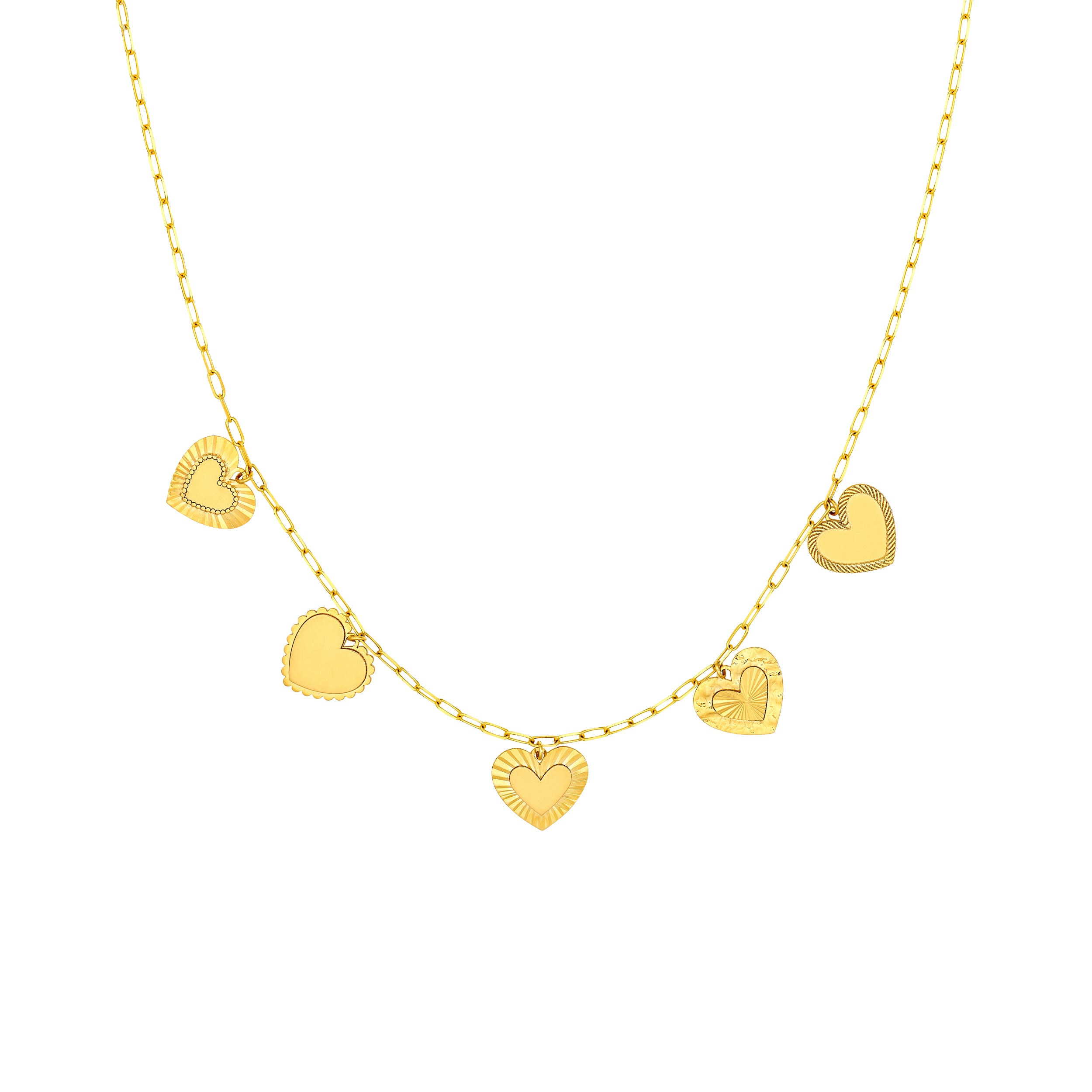 Five Hearts Paper Clip Necklace