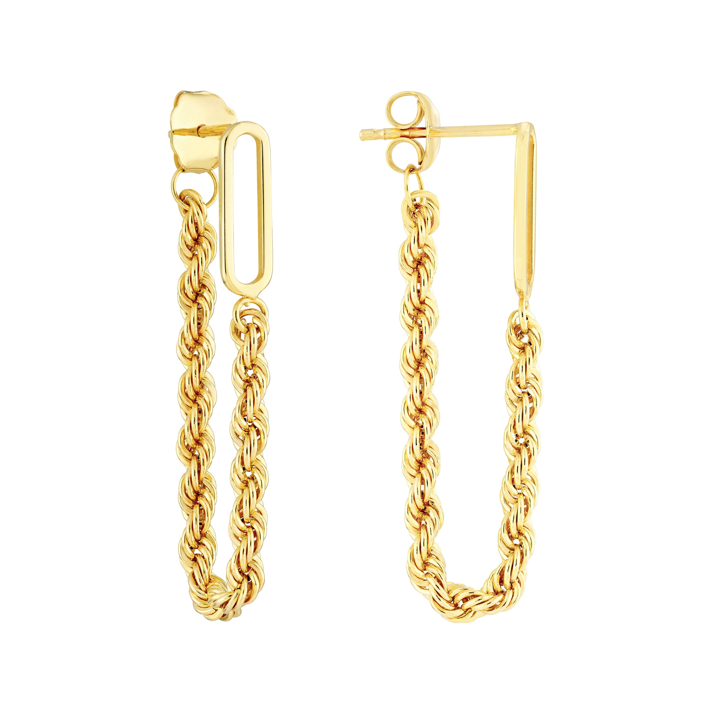 Front to Back Paper Clip + Rope Chain Earrings