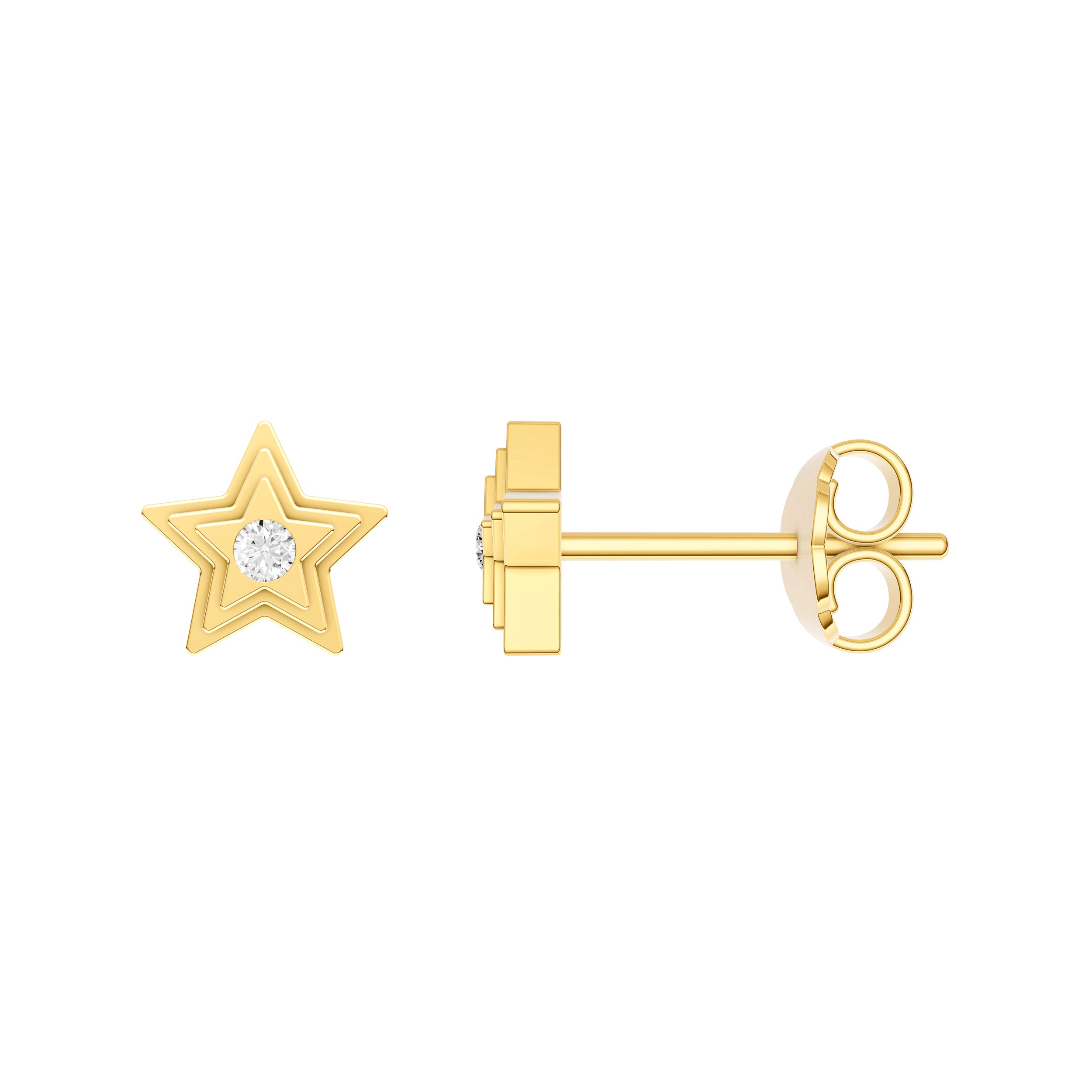 3pt Diamond Star Shape Stud Earrings