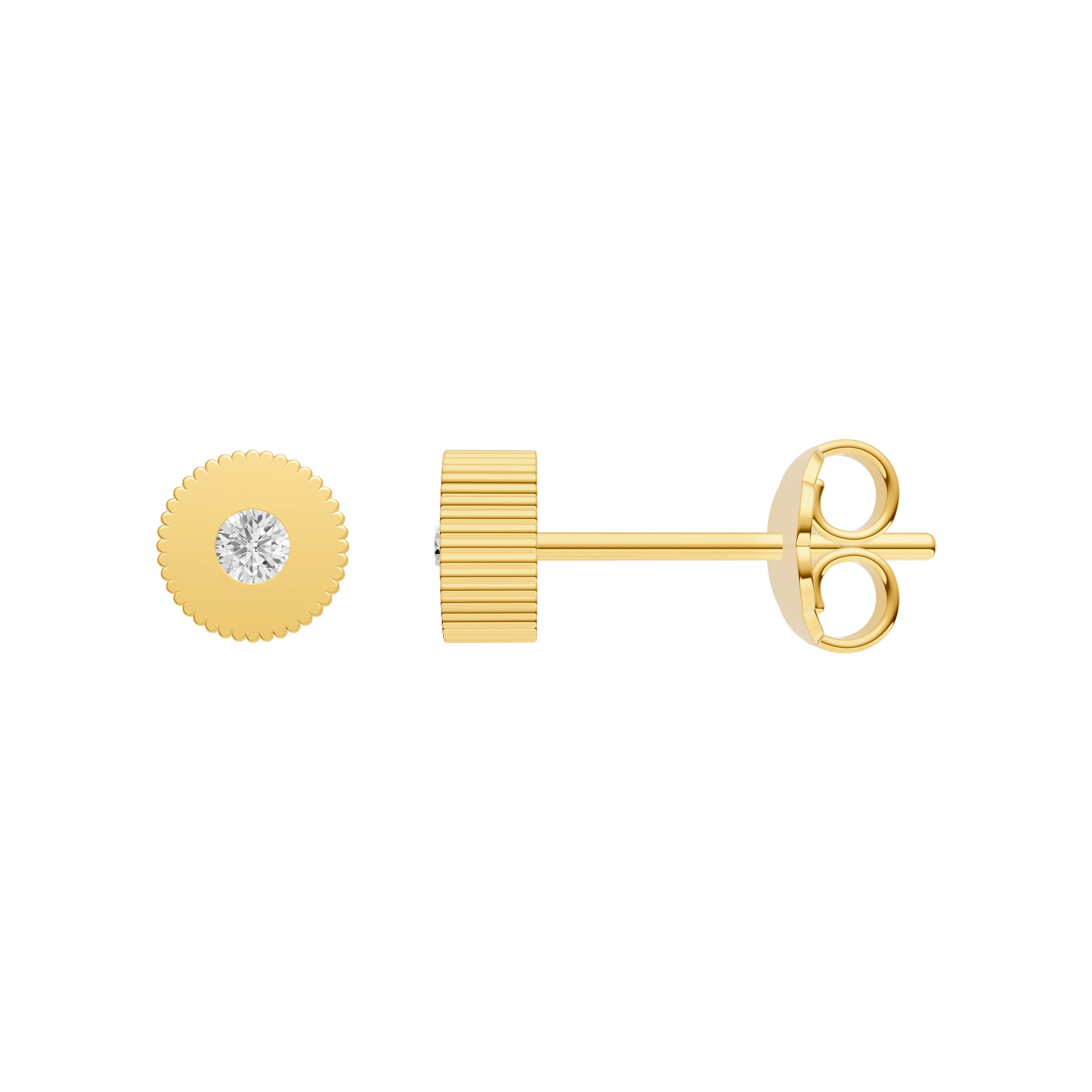 1/20tcw Diamond Ridge Edge Stud Earrings