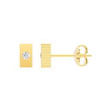 1/20tcw Diamond Rectanglular Ridge Stud Earrings