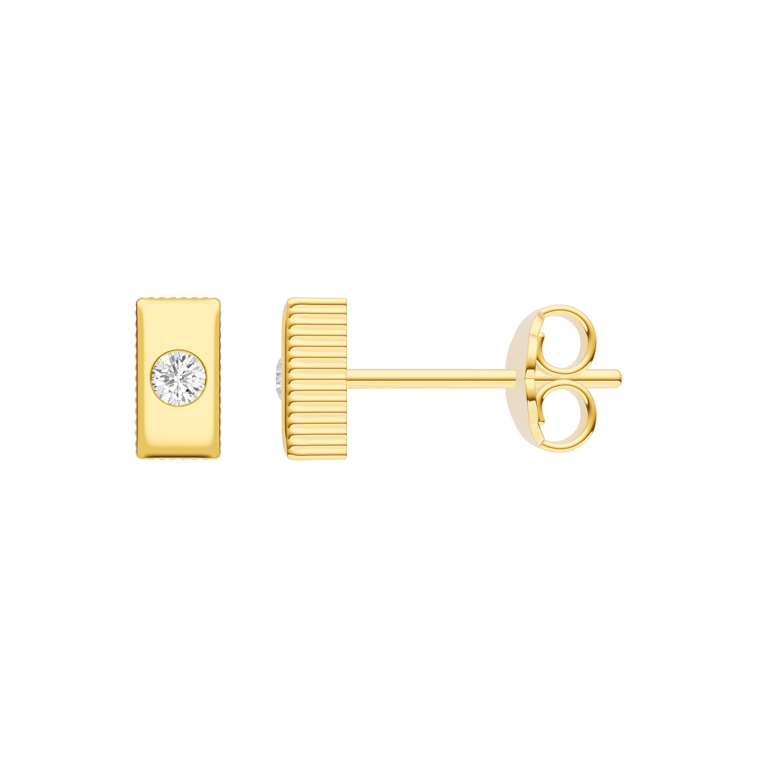 1/20tcw Diamond Rectanglular Ridge Stud Earrings