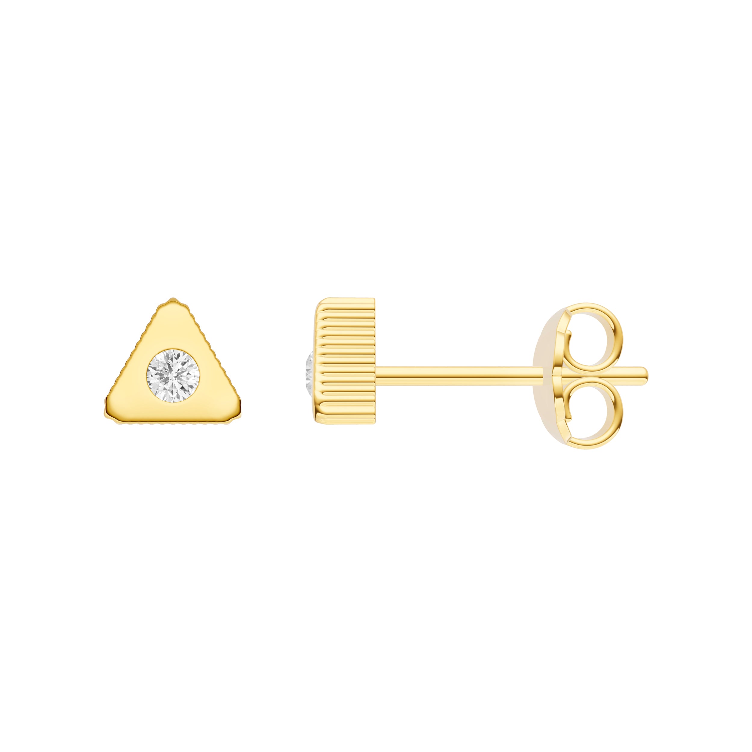 1/20tcw Triangle Shape Ridge Edge Stud Earrings