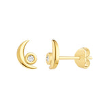 3pt Diamond Crescent Moon Earrings