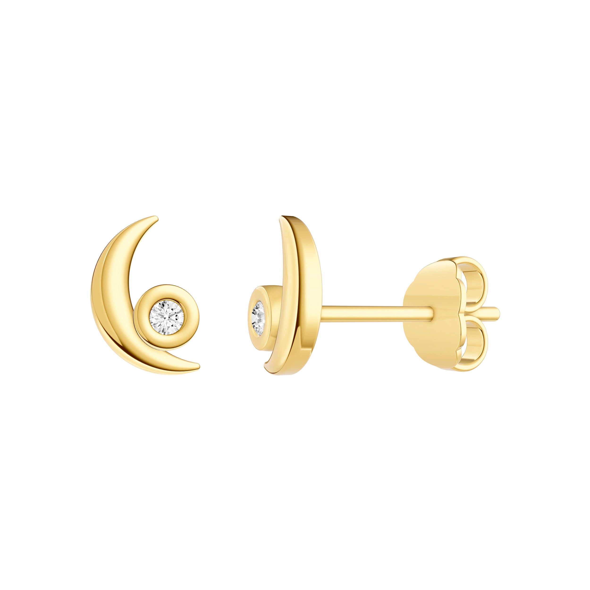 3pt Diamond Crescent Moon Earrings