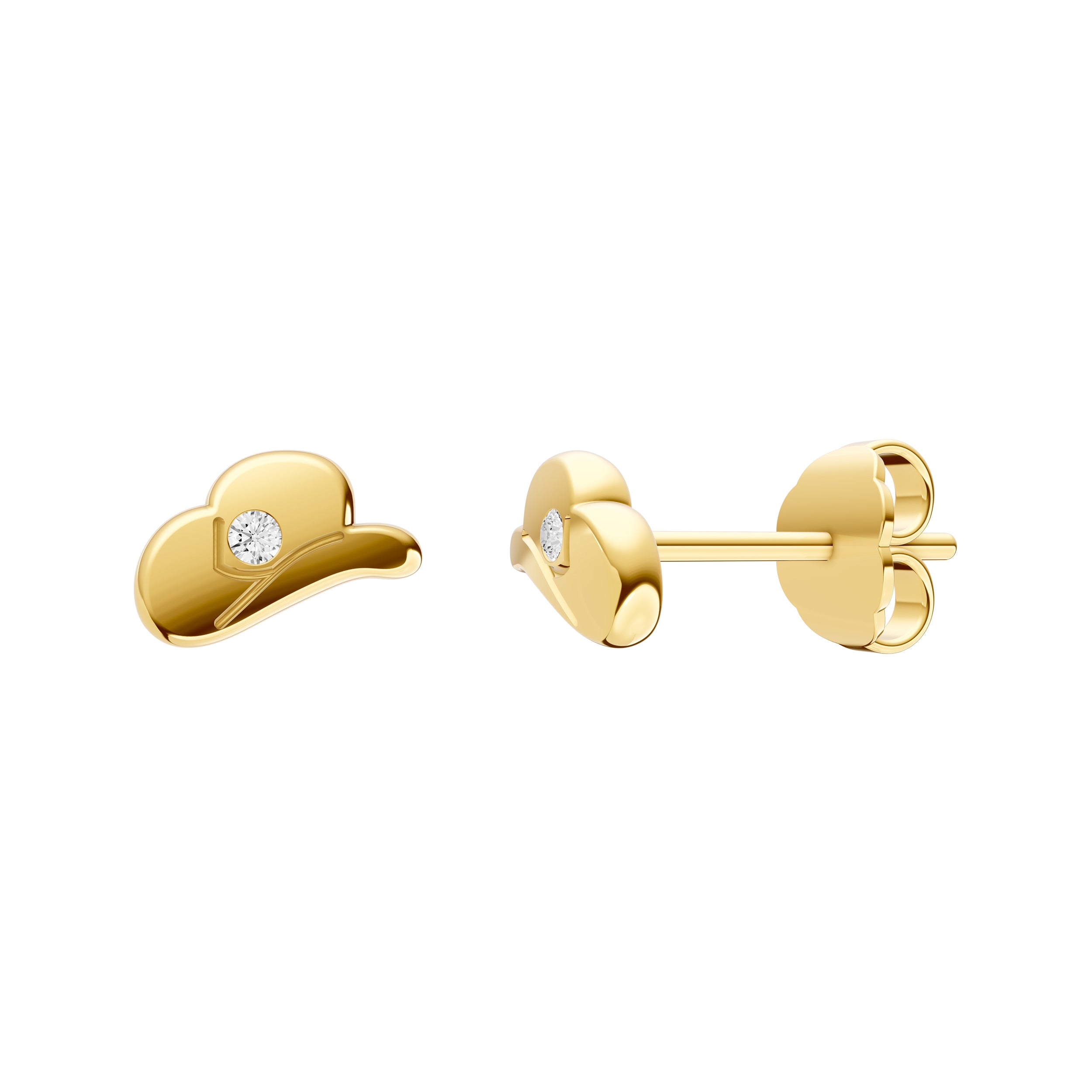 1.5pt Diamond Cowboy Hat Stud Earrings