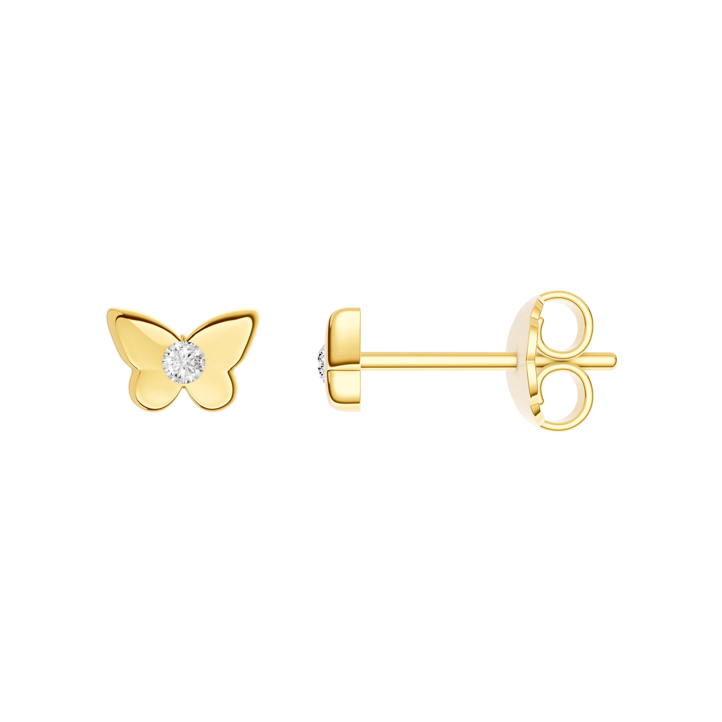 2pt Dia Puff Butterfly Stud Earrings