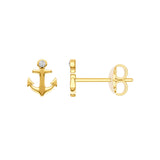 Diamond Anchor Stud Earrings