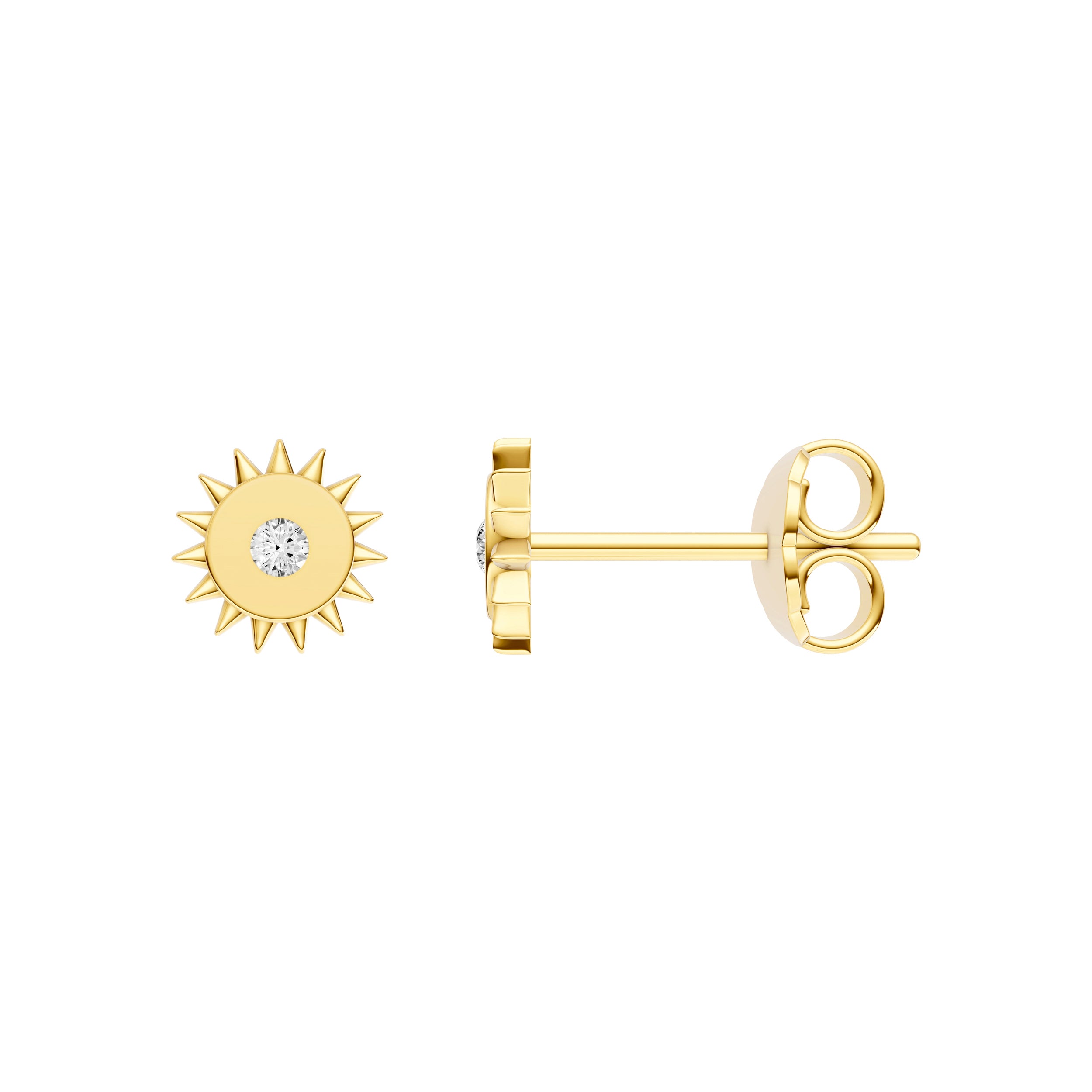 3pt Diamond Sun Stud Earrings