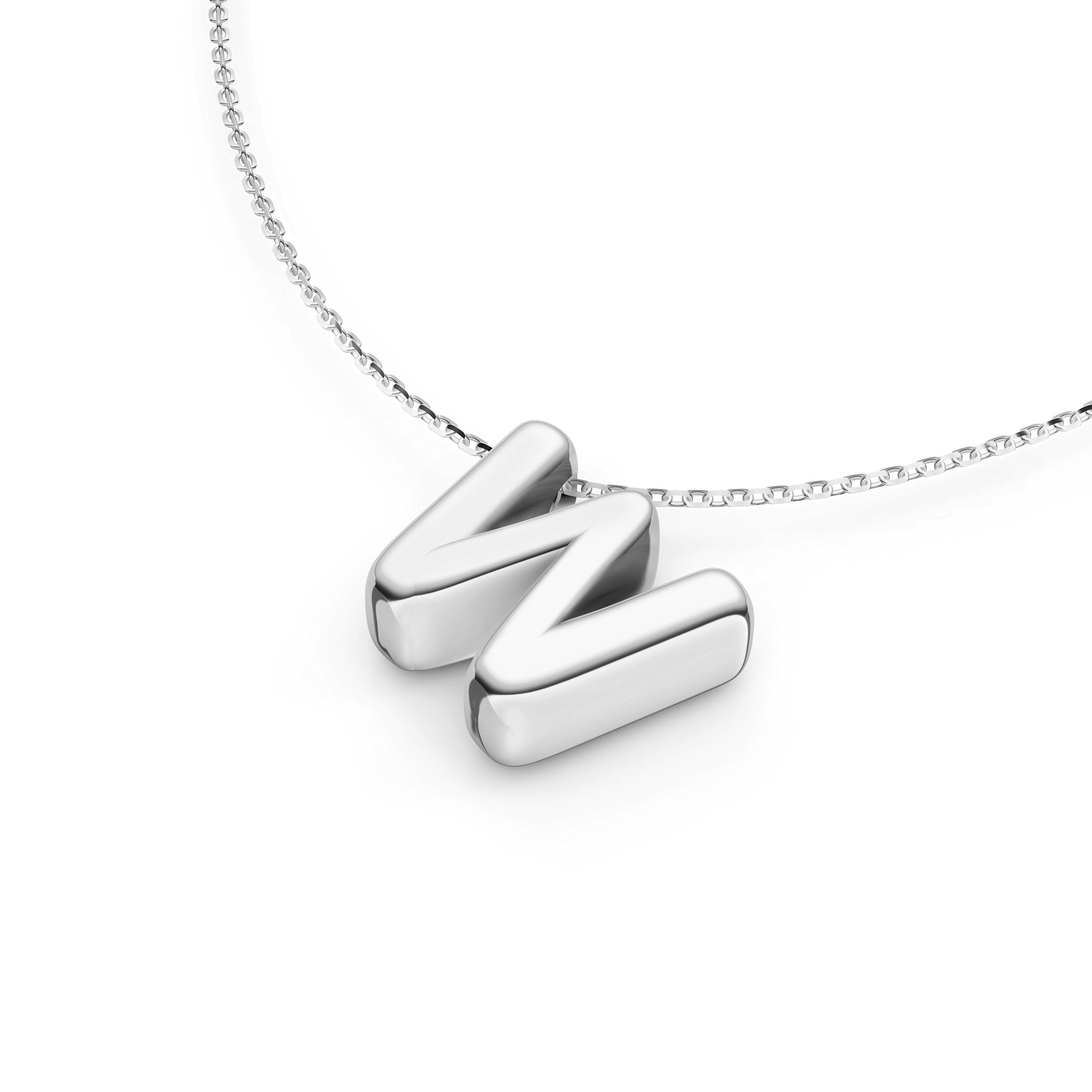 Puffy Bubble Initial ‘W’ Necklace