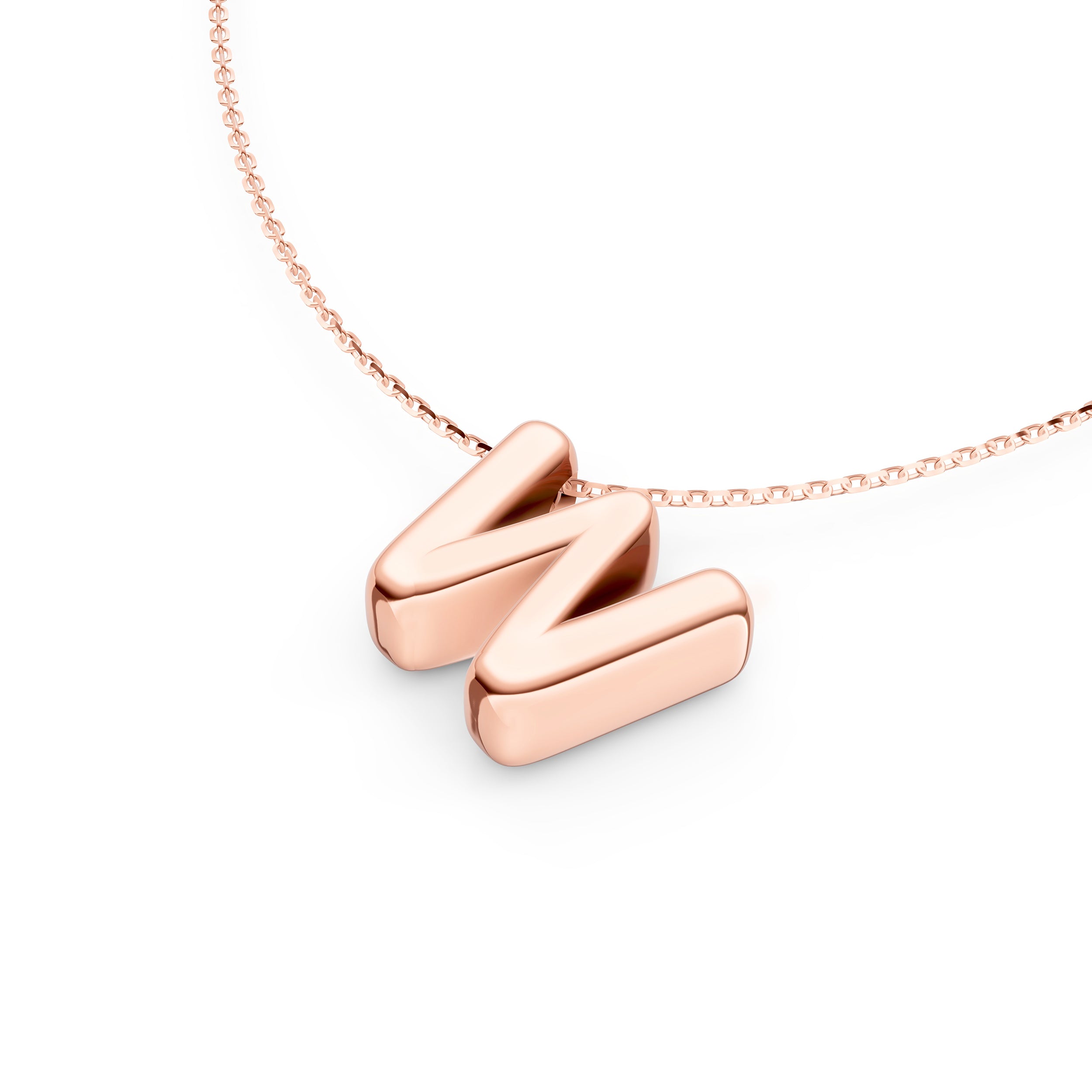 Puffy Bubble Initial ‘W’ Necklace