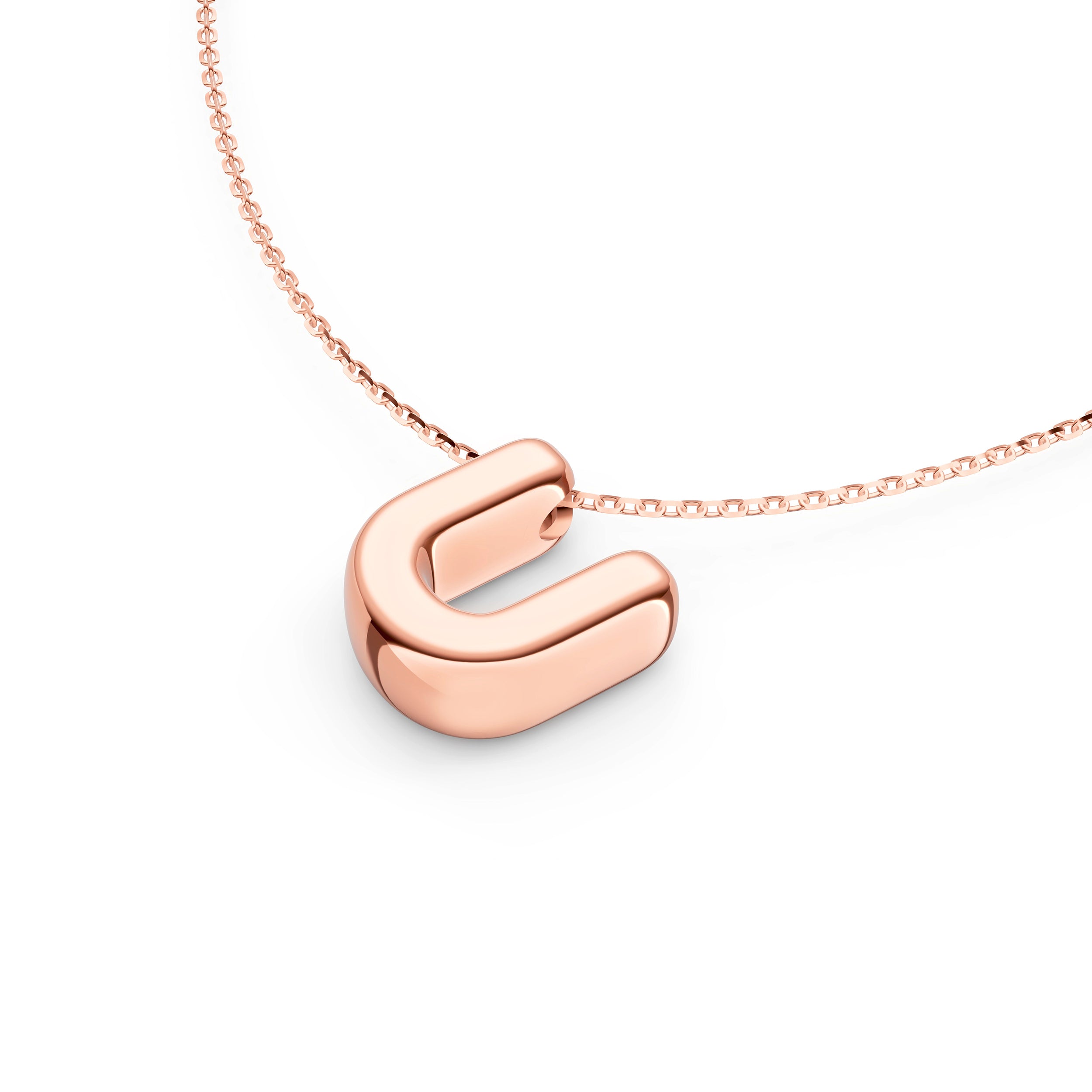 Puffy Bubble Initial ‘U’ Necklace