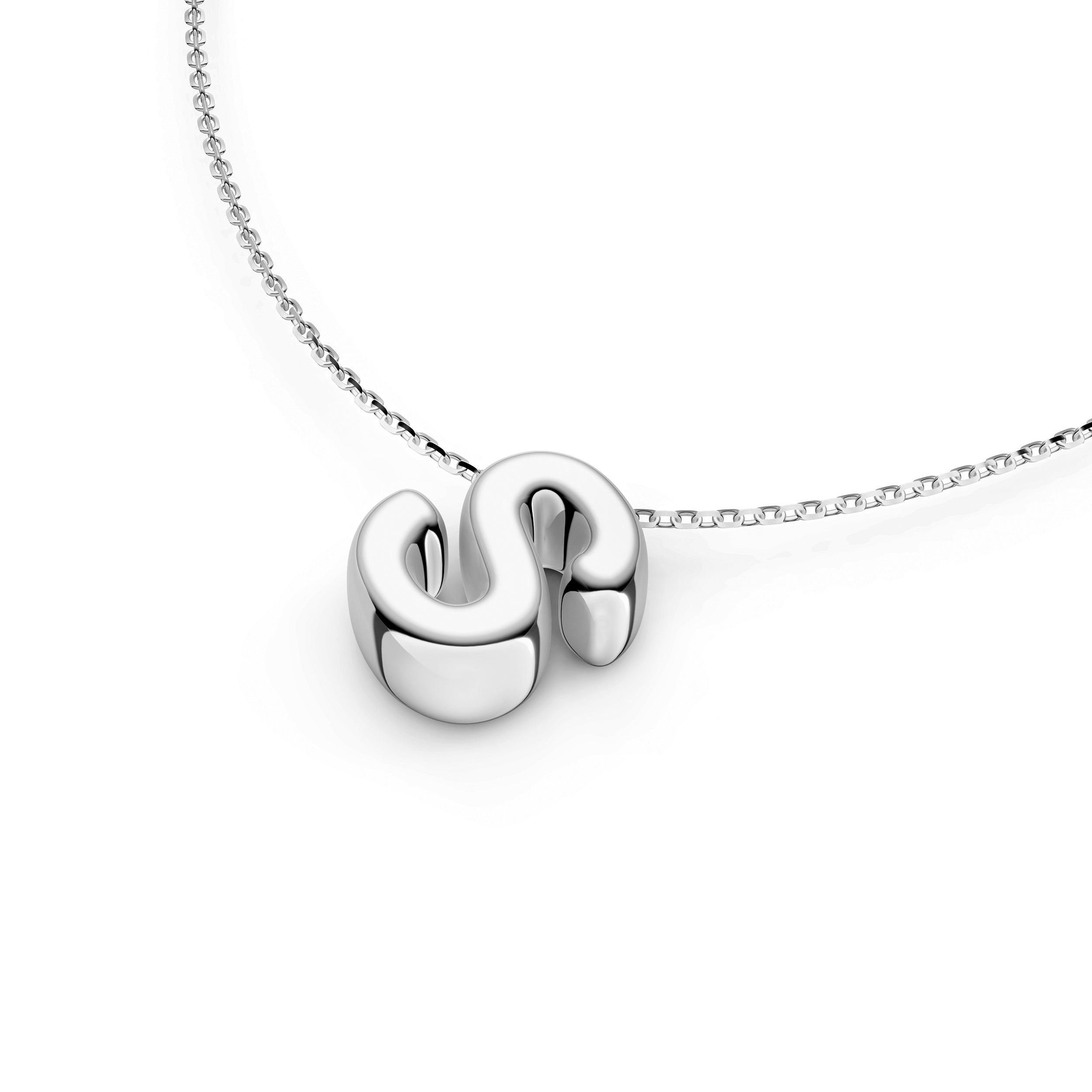 Puffy Bubble Initial ‘S’ Necklace