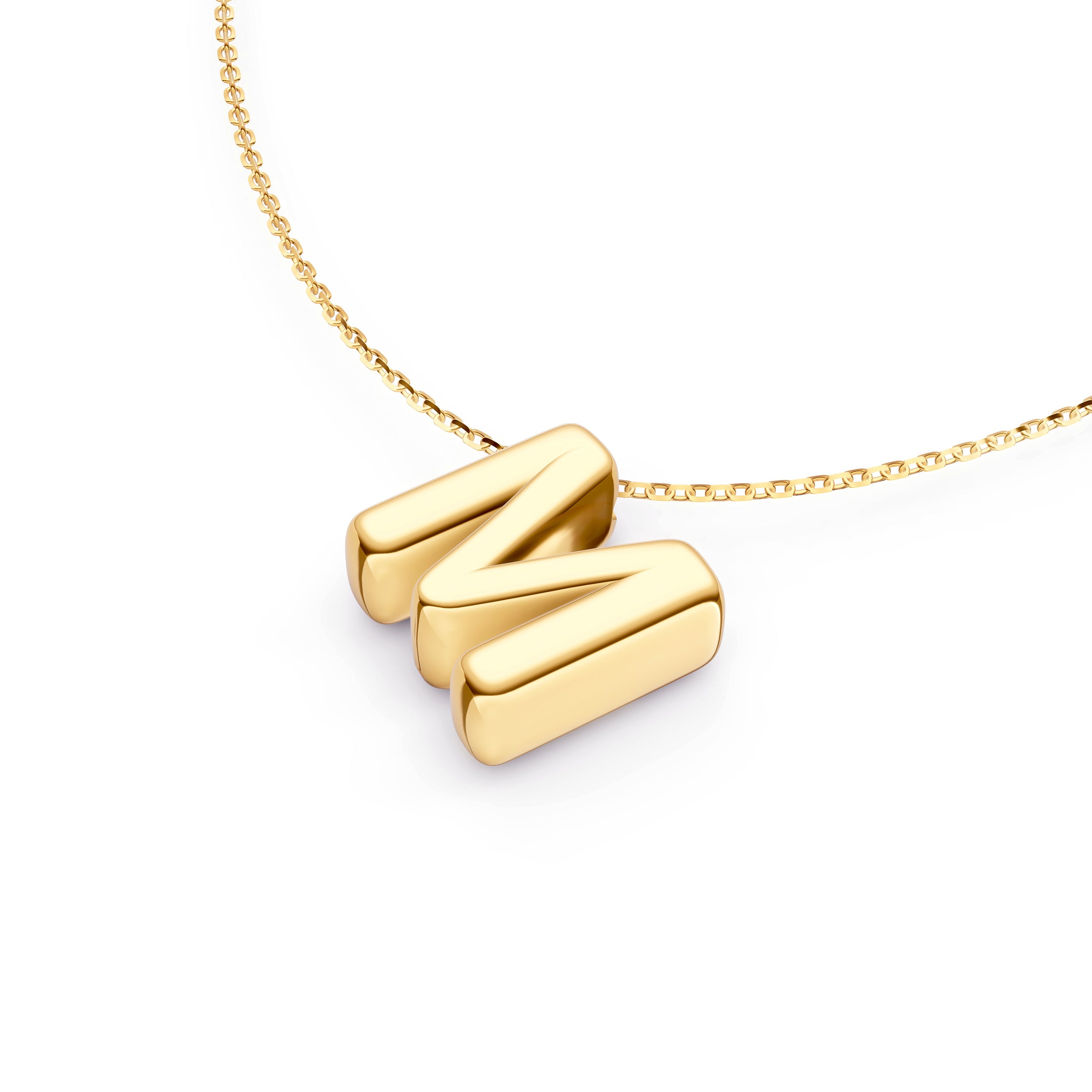 Puffy Bubble Initial ‘M’ Necklace