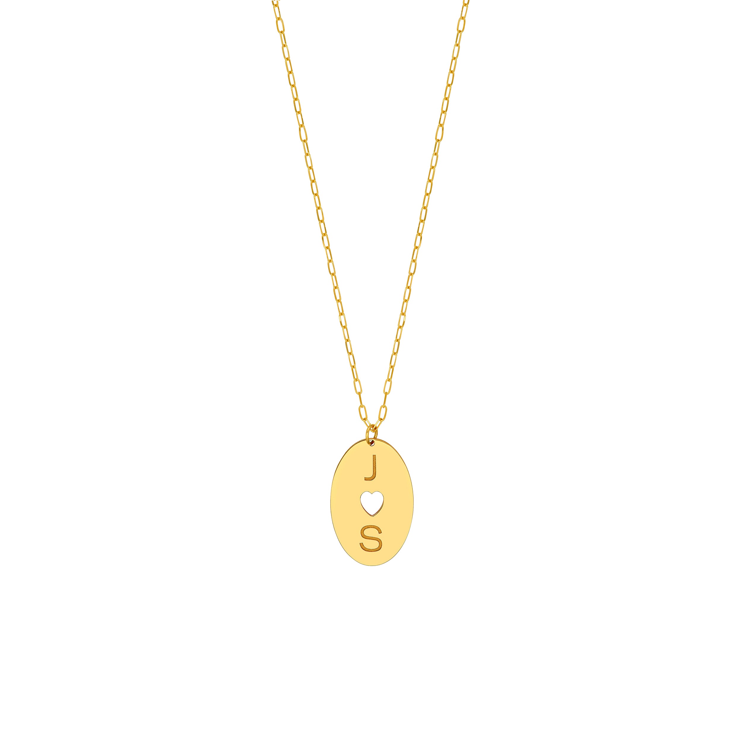 Cutout Heart Engravable Disk Paper Clip Necklace