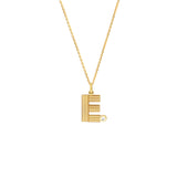 Block Lined Initial E with Diamond Necklace